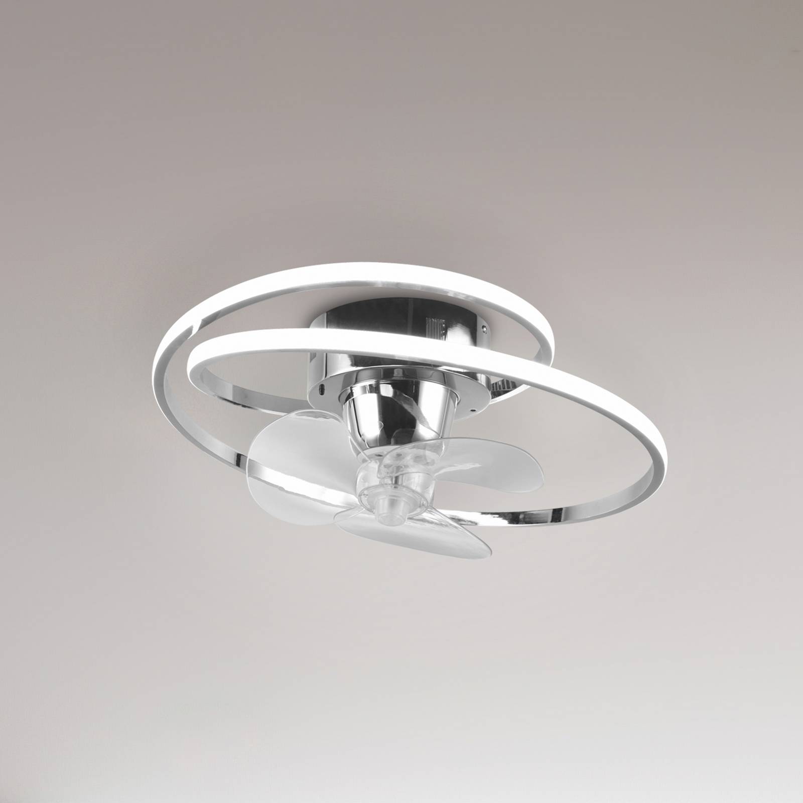 Reality Leuchten LED-ventilator Umea, chroom, DC, stil, &Oslash; 50 cm, CCT, afstandsbediening