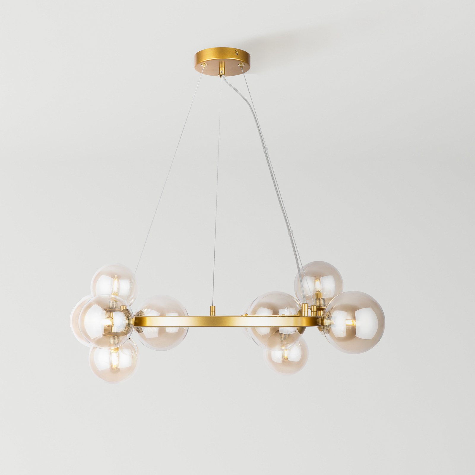 Maytoni suspension Dallas, 11 lampes, doré/ambre