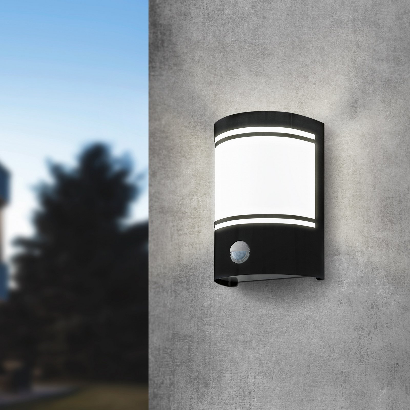 Buitenwandlamp Cerno met bewegingsmelder, zwart