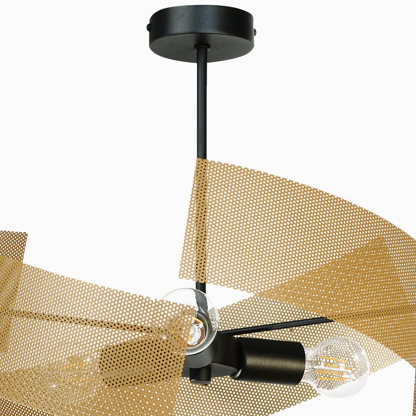 Plafonnier Moira, doré/noir, Ø 47 cm, à 3 lampes
