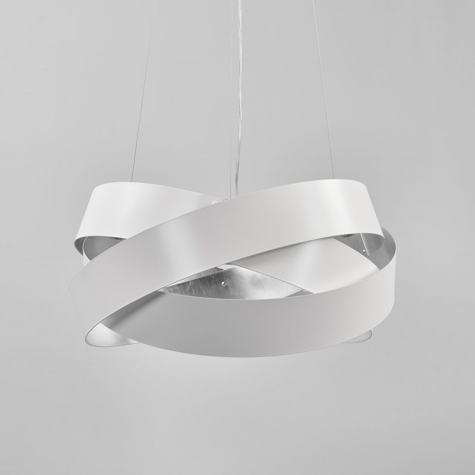 Висяща лампа Pura, бяла/сребърна, 60cm, 8x G9
