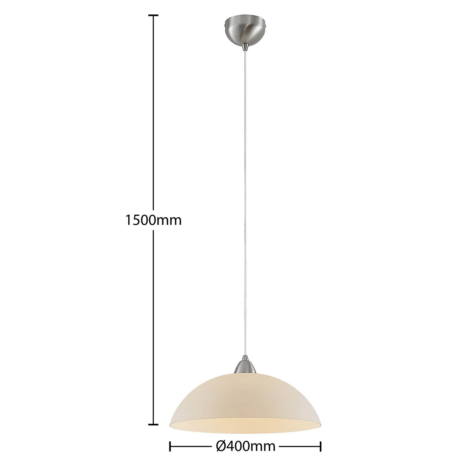ELC Beeka pendant light, white glass lampshade