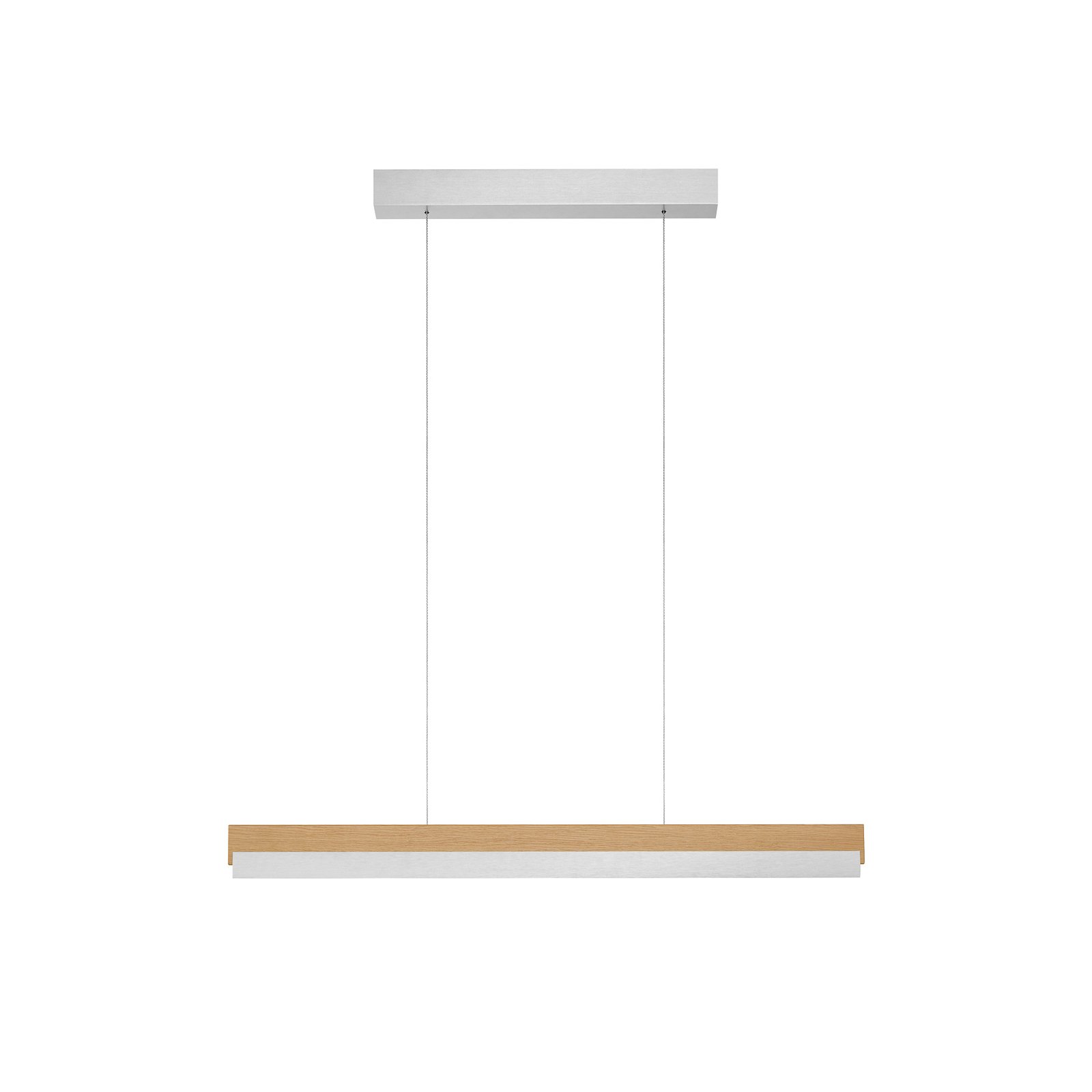 Quitani LED hanging light Keijo, nickel/oak, 83 cm