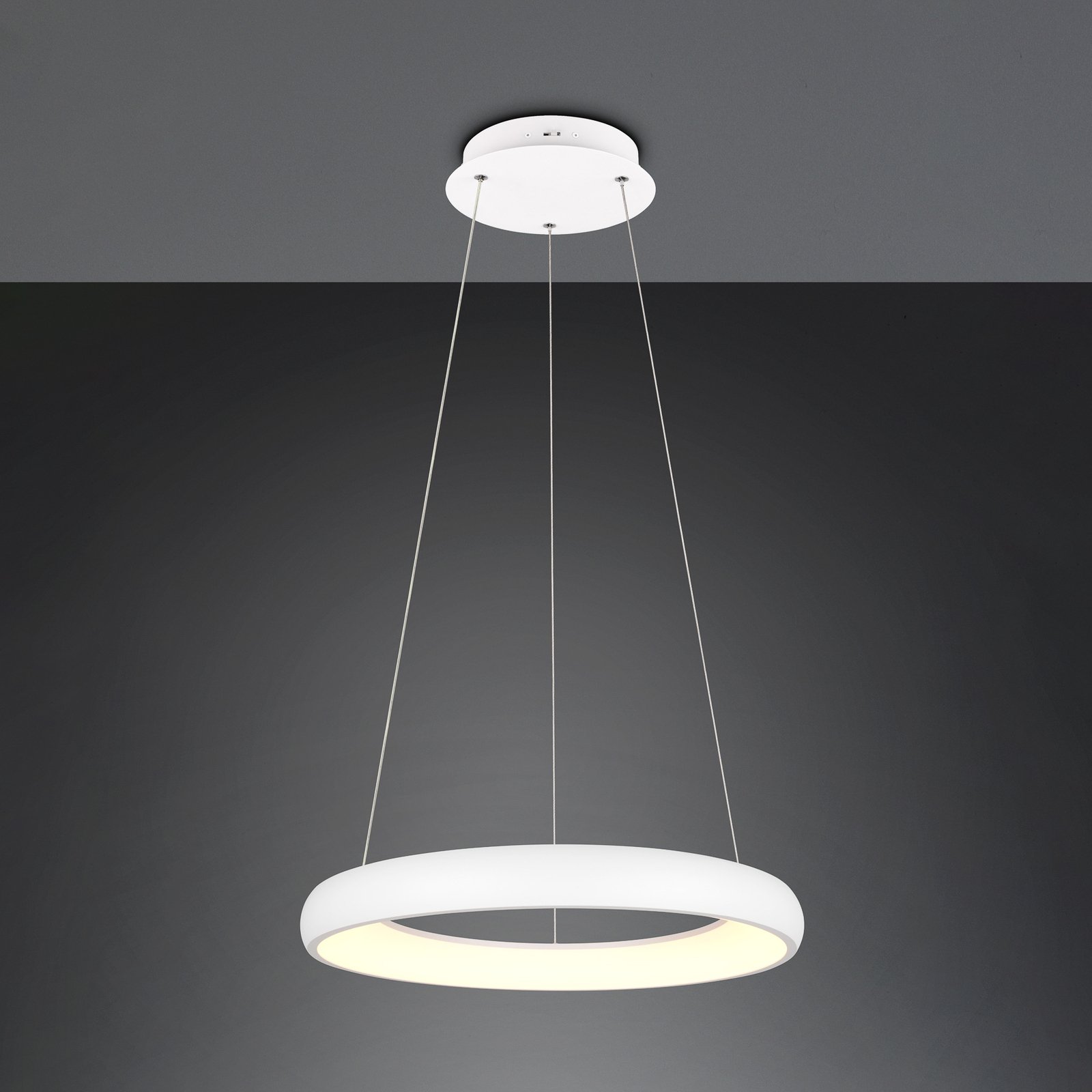 Suspension LED Cardona, Ø 62 cm, blanc, CCT, métal