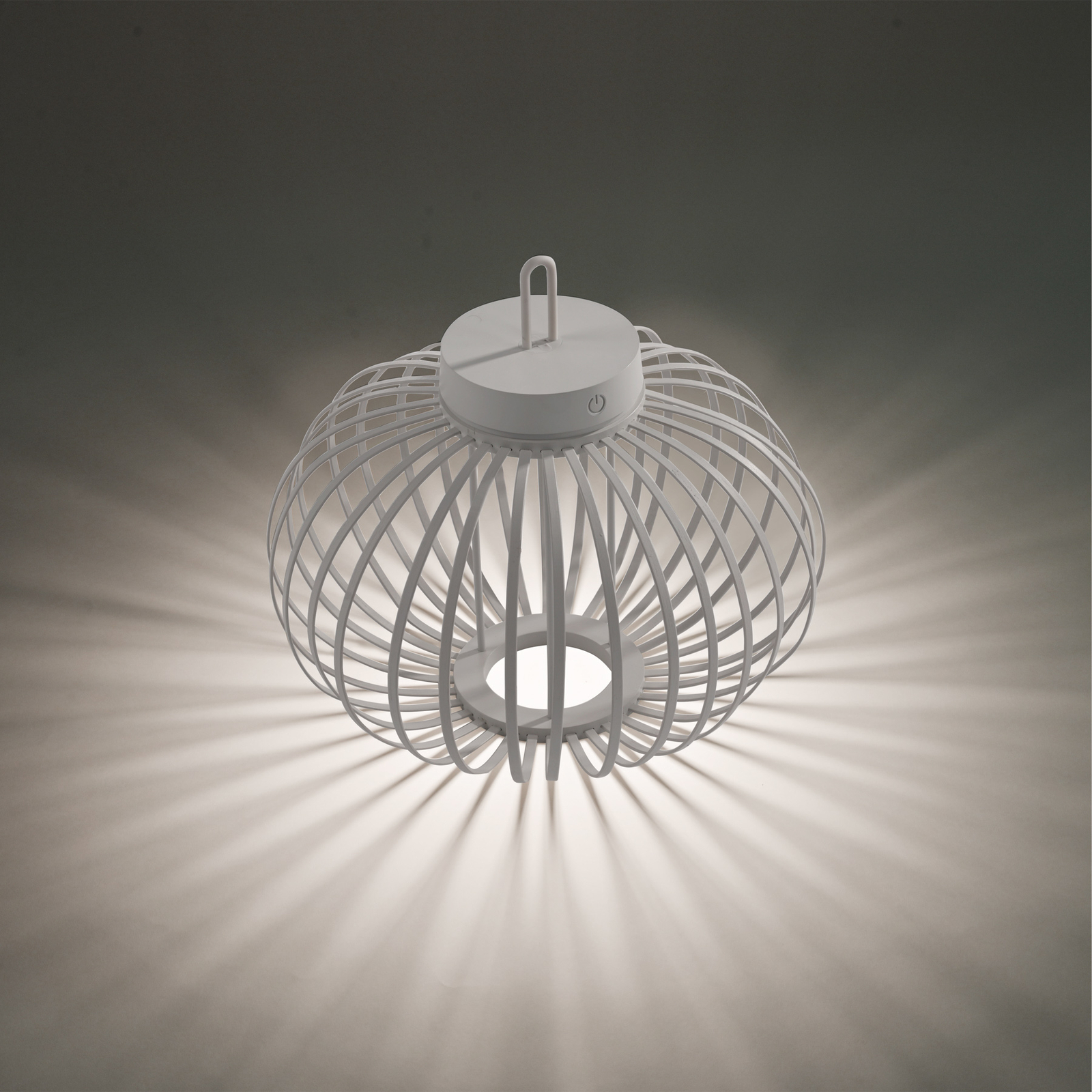 JUST LIGHT. LED-bordslampa Akuba grå-beige 33cm bambu