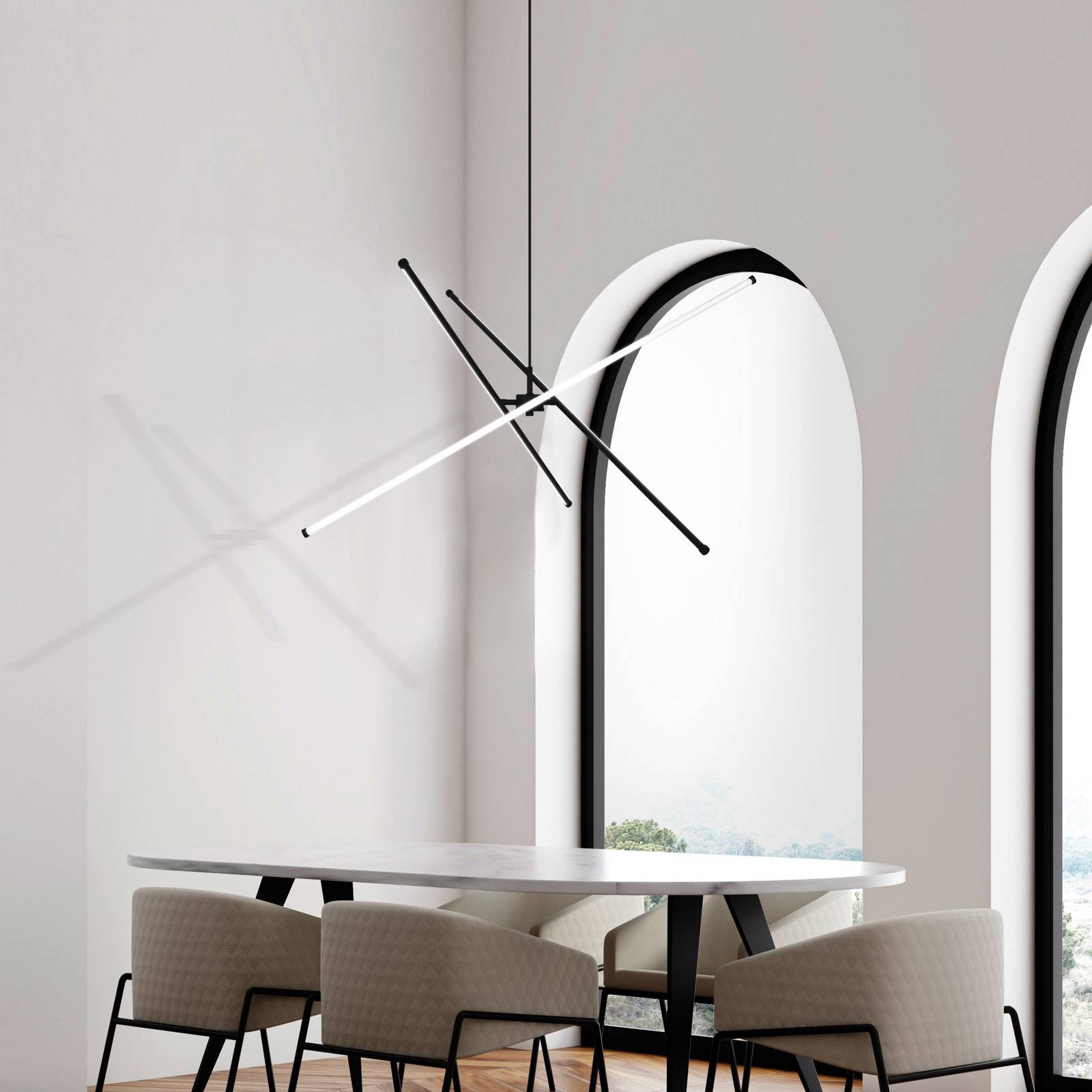 Lampa wisząca LED Sandy, długość 90 cm, czarna, metal