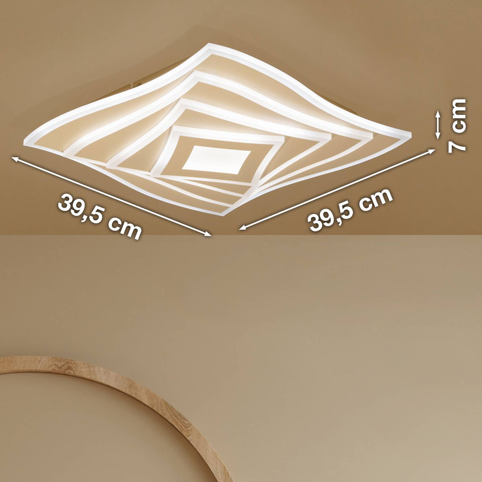  Fischer & Honsel Fischer & Honsel Hero Led Ceiling Lamp, Sand, 40x40 Cm, Remote Control, Dimmable Cct 