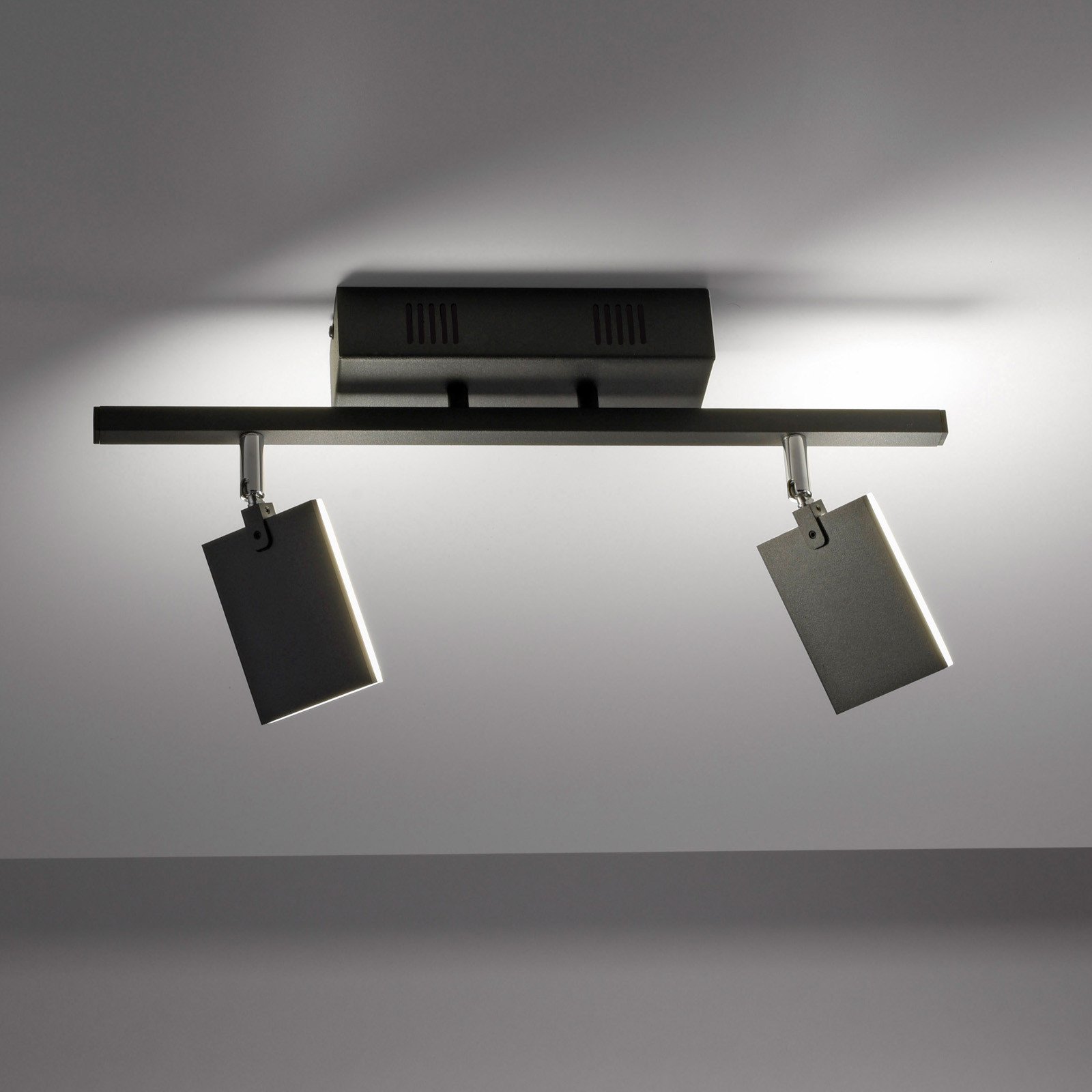 PURE Mira plafonieră 2 becuri Remote CCT negru - Camera de zi / sufragerie - modern - negru satinat - Metal