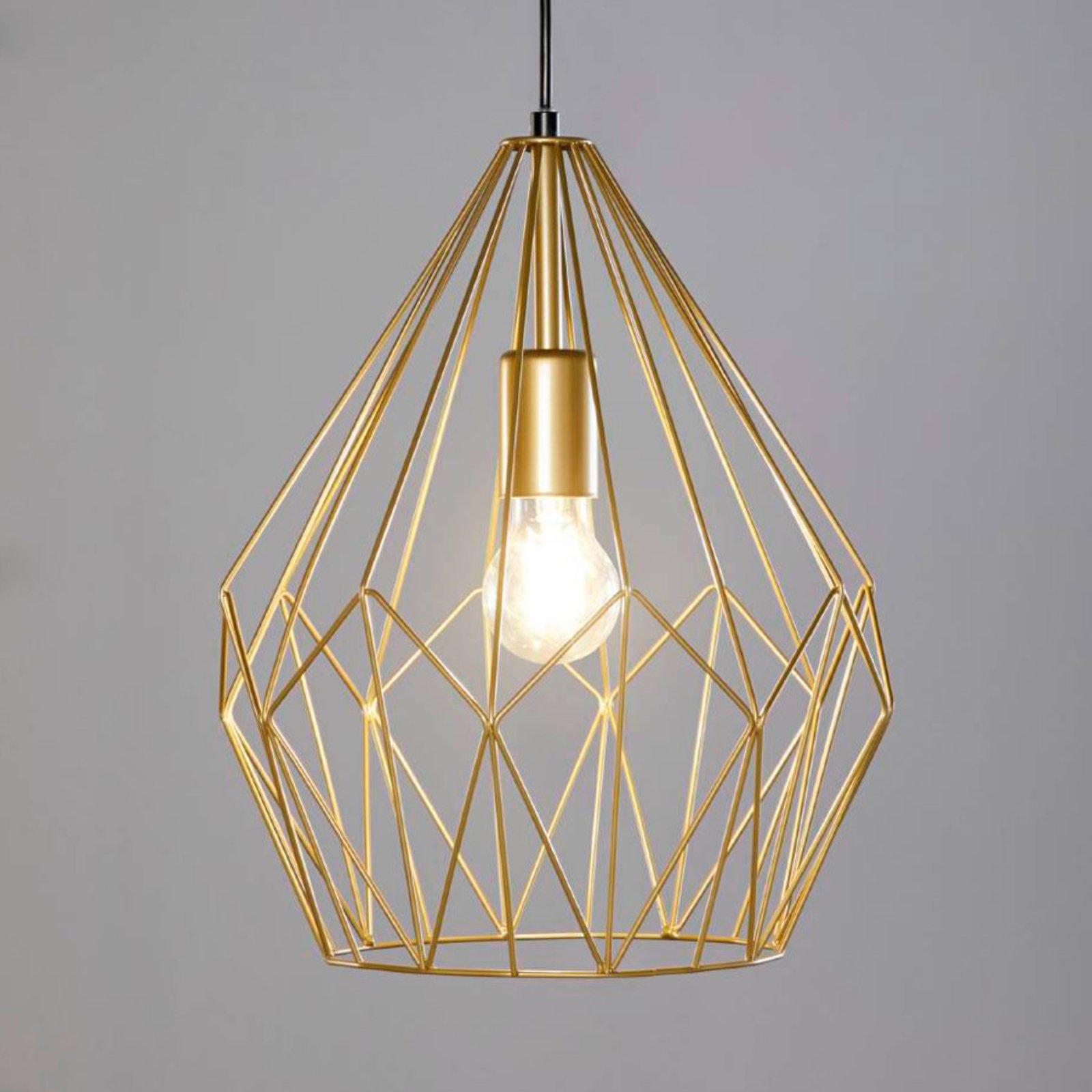 Carlton hanging light, cage, gold, Ø 31 cm