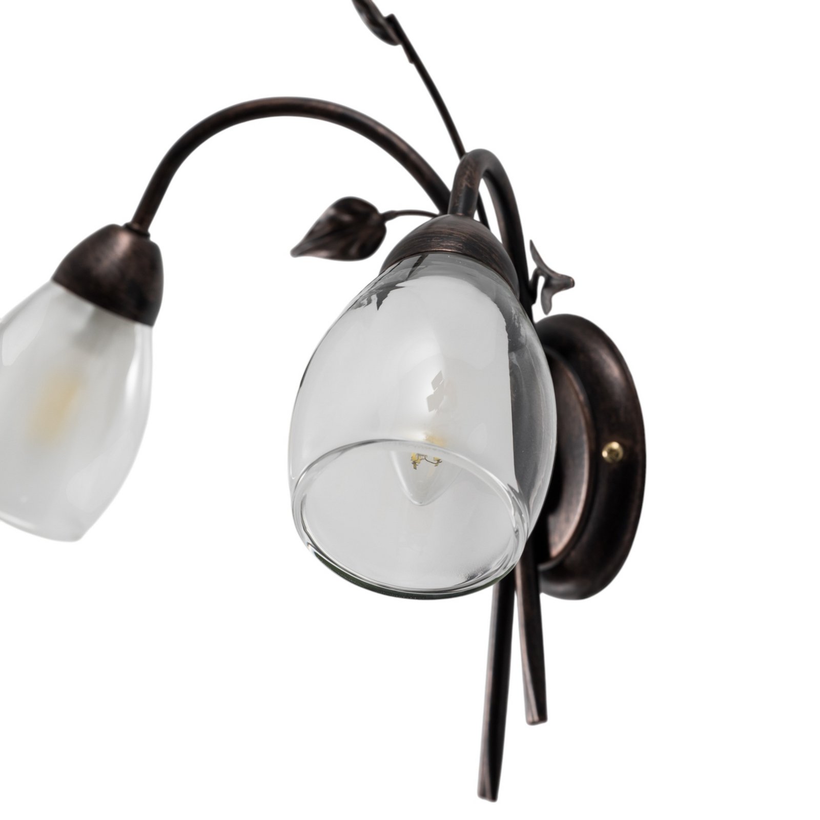 Vegglampe Liliana, 2 lyskilder, svart, rødgull, metall