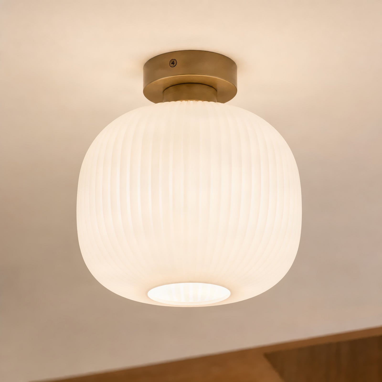 Evey taklampe, Ø 25 cm, hvit/beige, glass – Nola - Stue - Skandinavisk - Rund