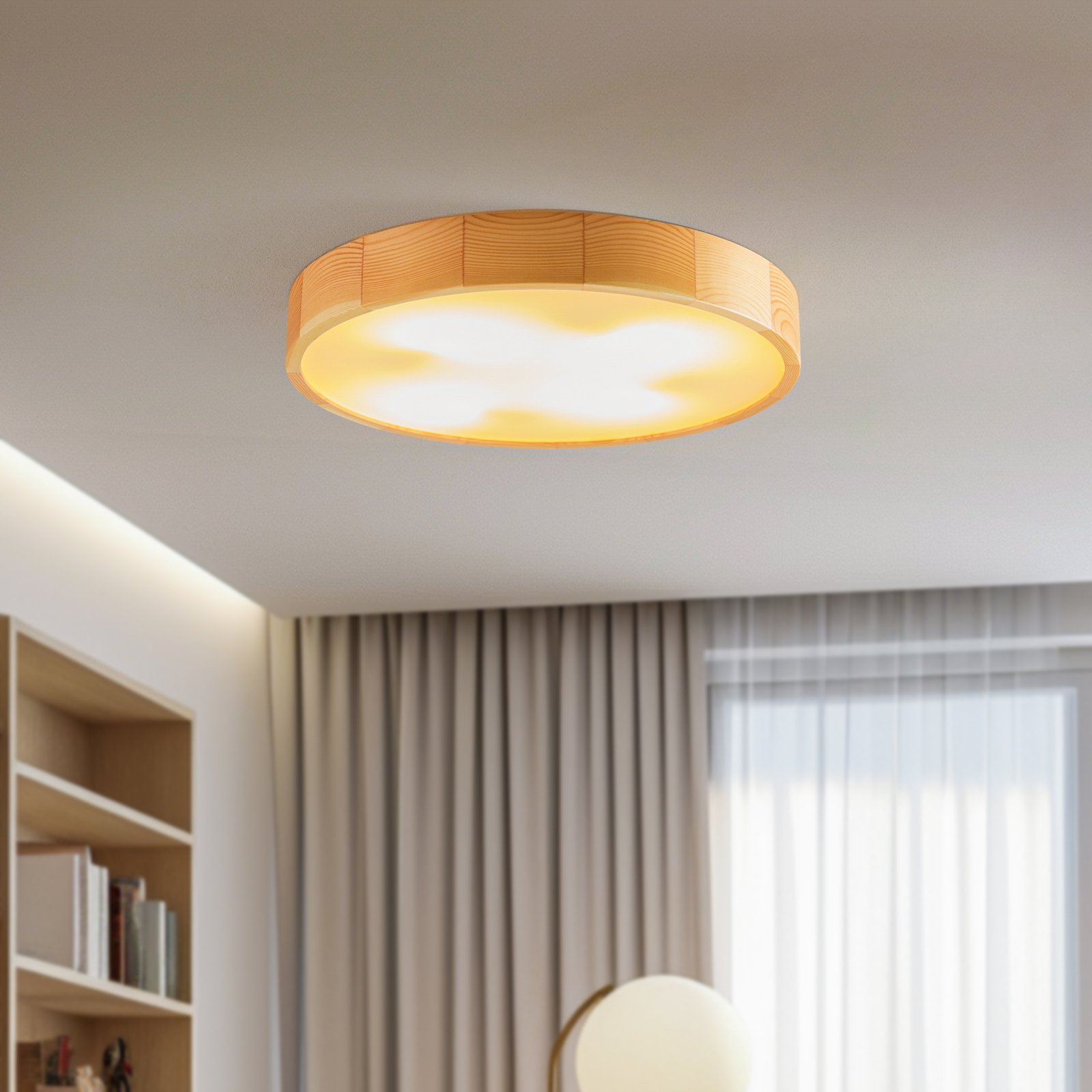 Envostar Kerio plafondlamp, Ø 57,5cm, hout naturel