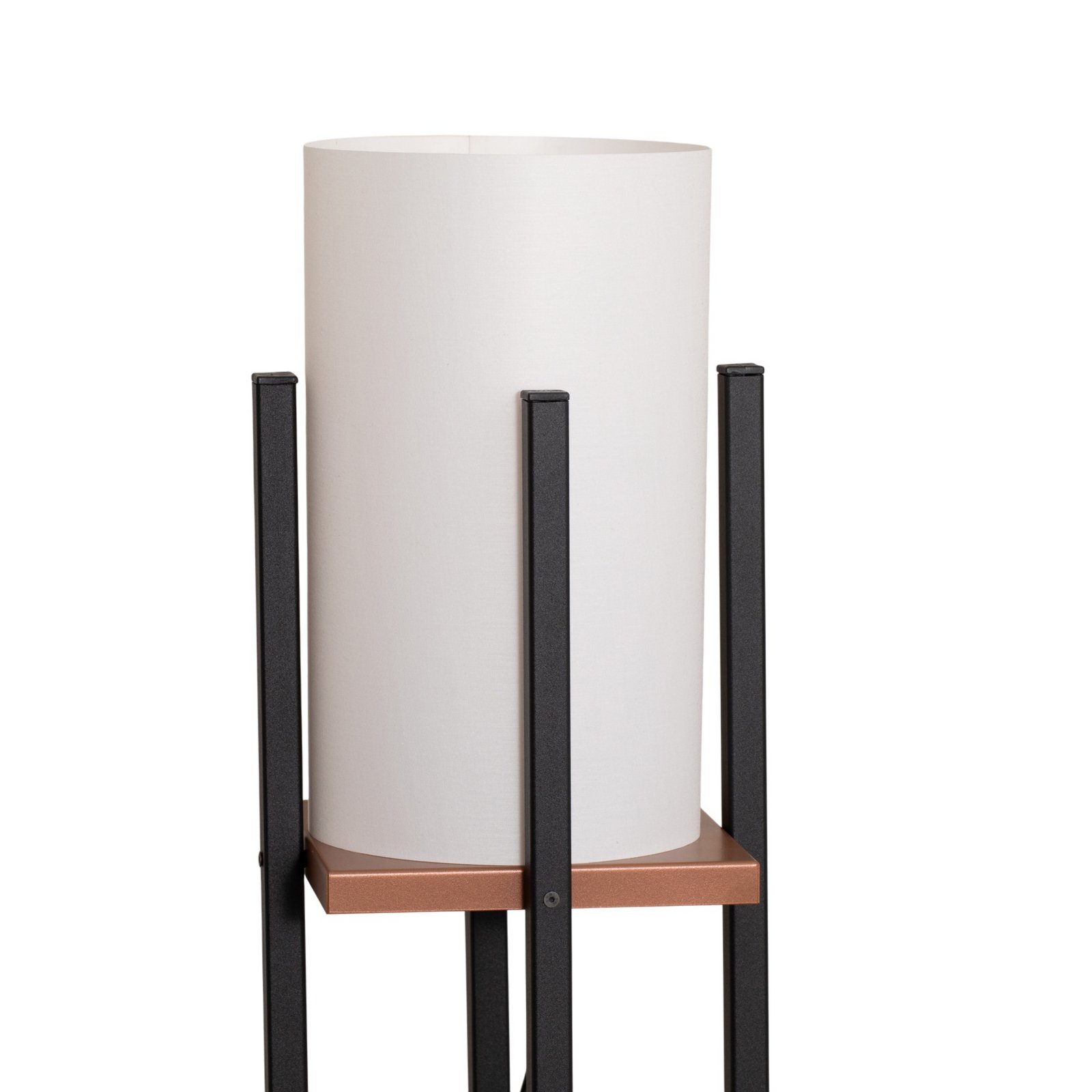 Vloerlamp Shelf, zwart/koper, stof, hoogte 130 cm, E27