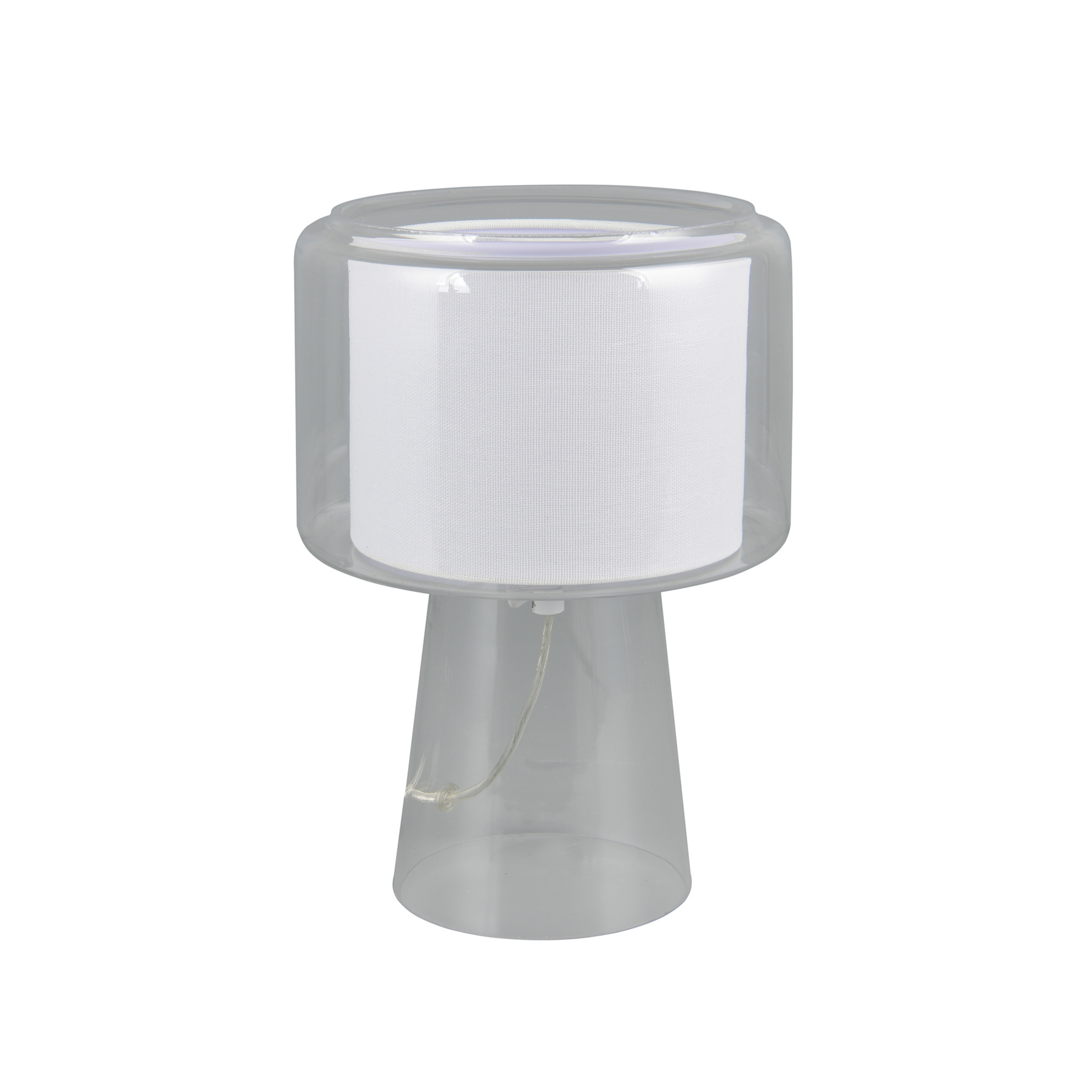 lampe de table Rocka, transparente, hauteur 29 cm, verre/tissu