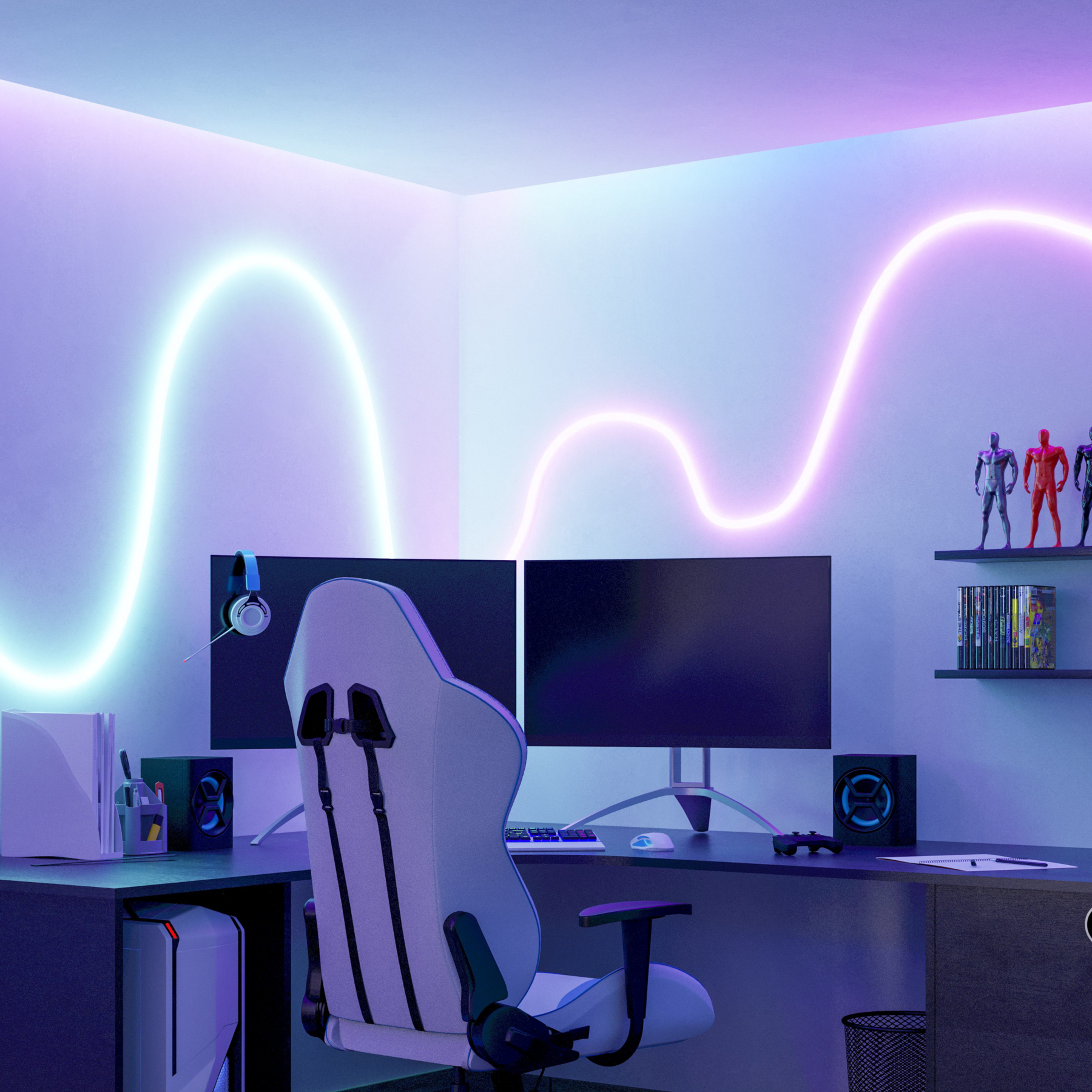 EGLO connect Ruban LED Neon Stripe-Z, 3 M., RVB, CCT, blanc