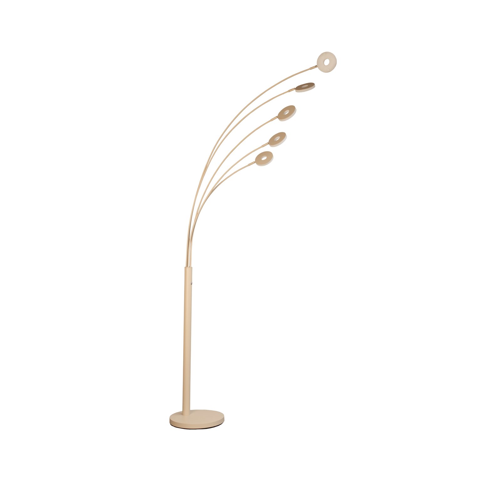 LED-Stehleuchte Dent, sandfarben Höhe 225 cm, CCT, 5-flg.