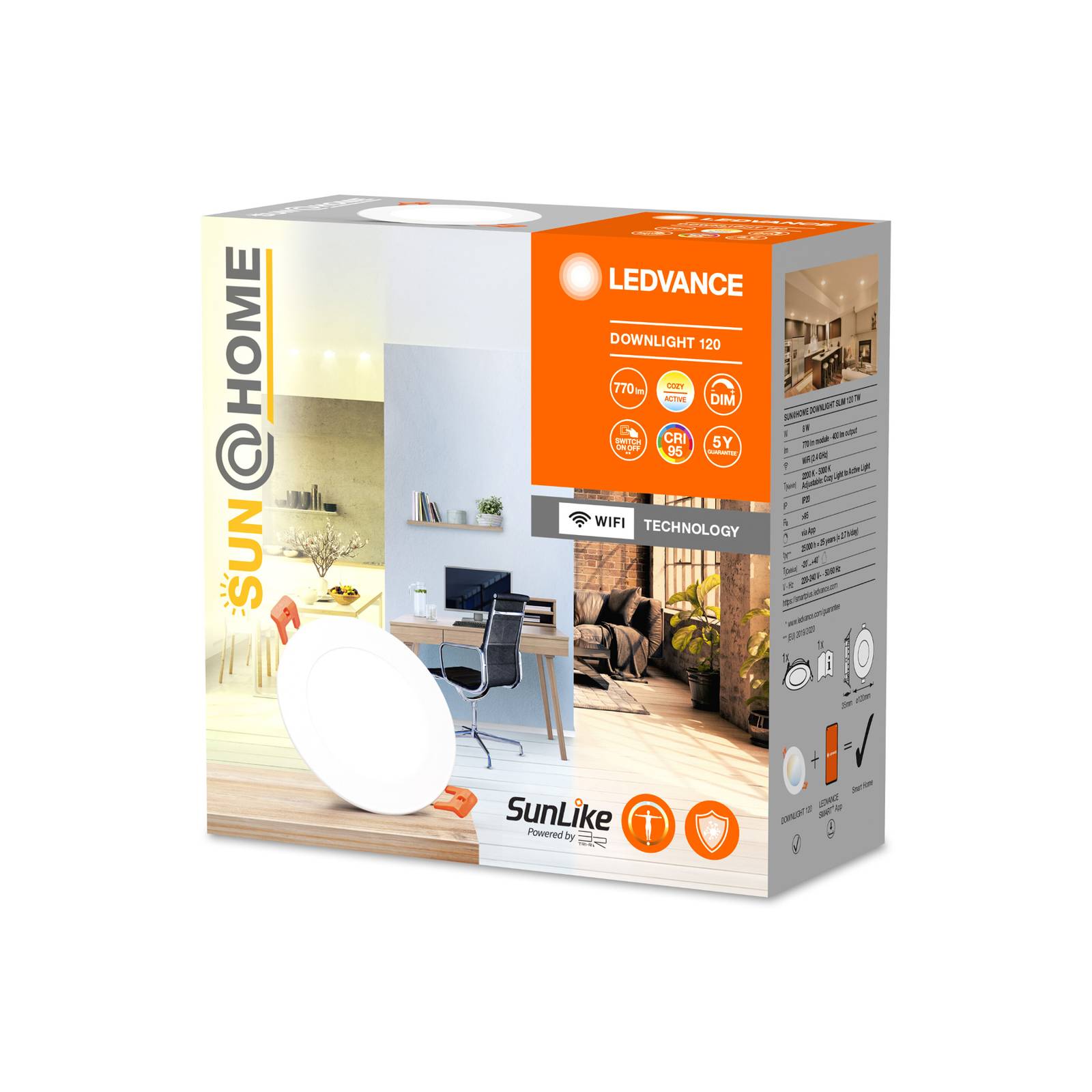 LEDVANCE SMART+ SUN@Home Slim wpuszczana biała Ø12cm