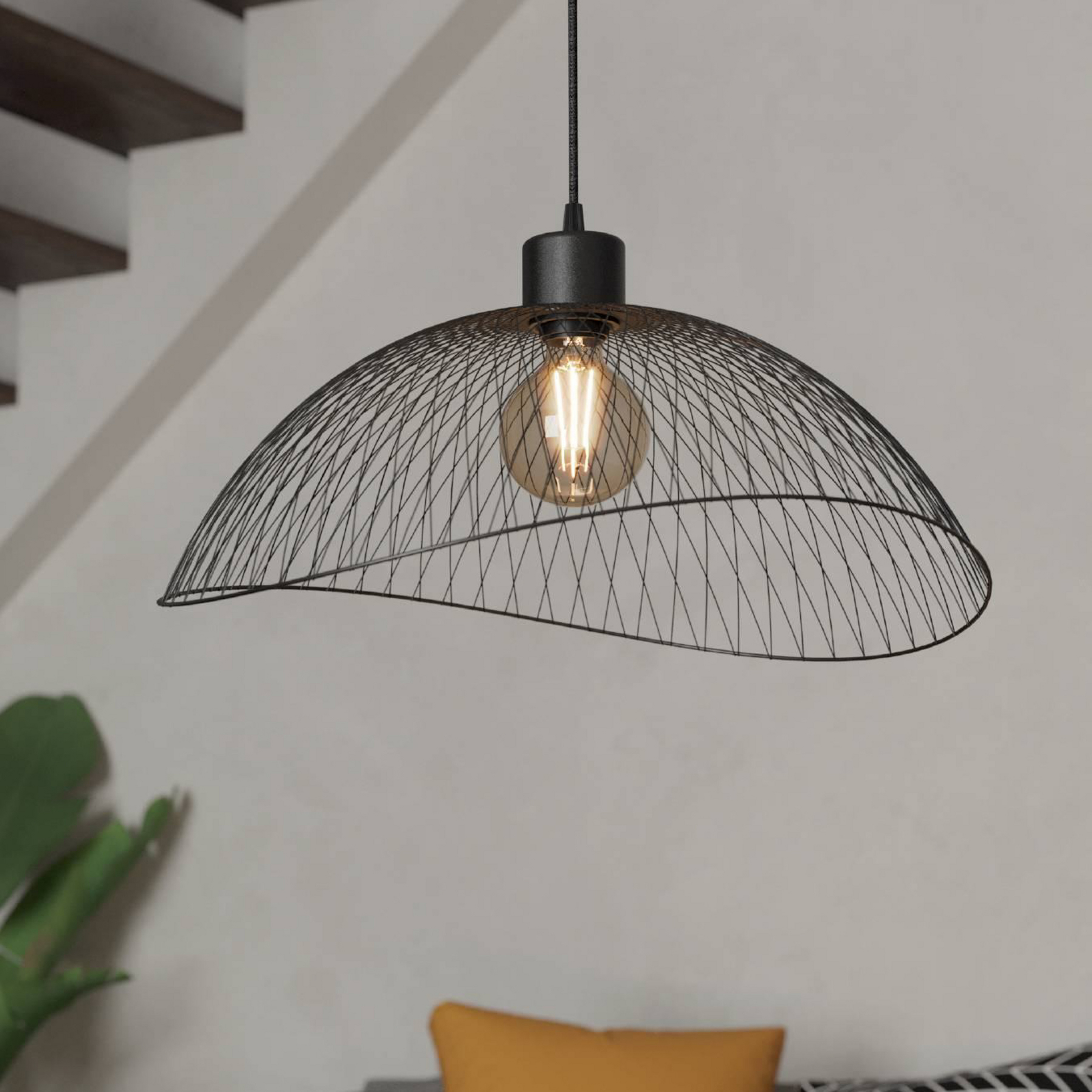 Lampa wisząca Pompeya, długość 57 cm, czarny, stal
