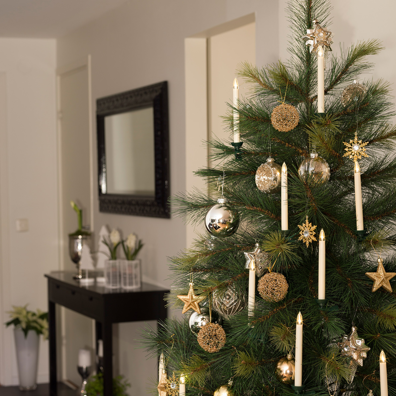 Karácsonyfa gyertyák LED vez.nélk. 16cm fehér 10é