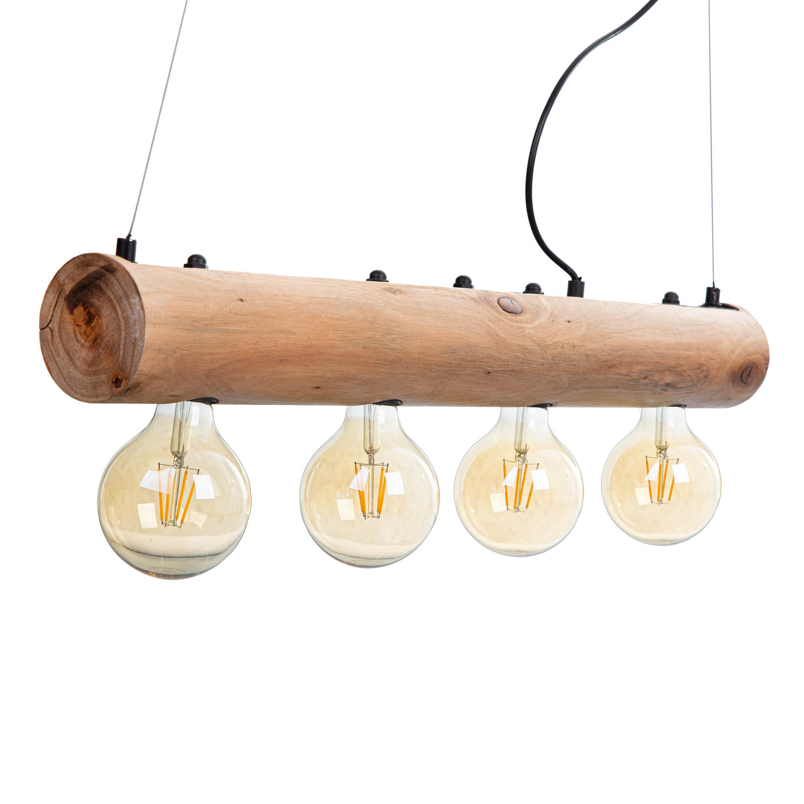 Lámpara colgante Palo, vigas de madera, 4 luces