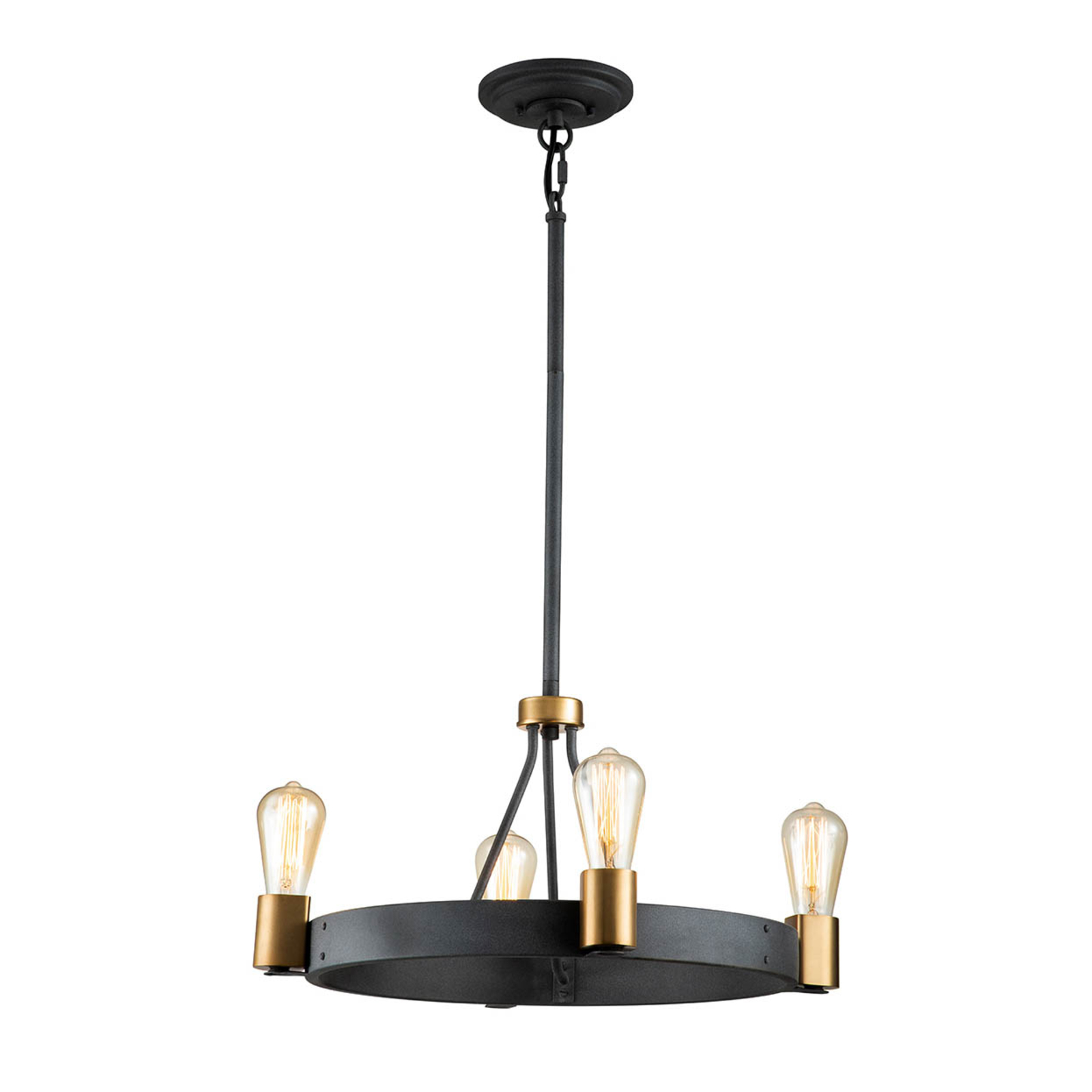 Silas chandelier, black, 4-bulb, Ø 54.9 cm