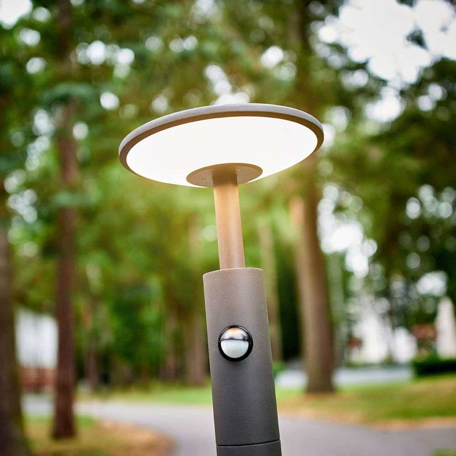 Fenia Buiten Tuinlamp w/Sensor Anthracite/Opal - Lucande