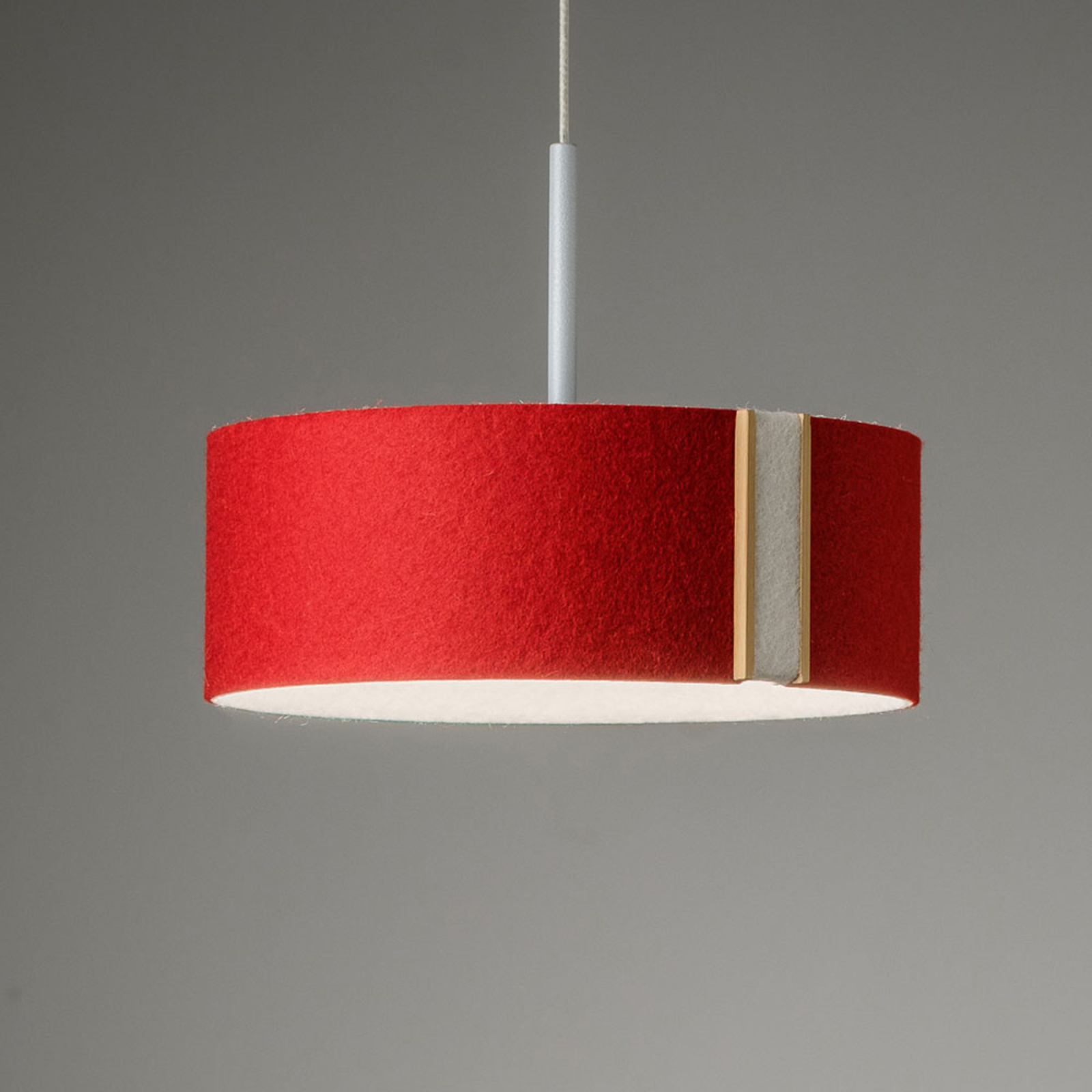 LED-es függőlámpa LARAfelt S, Ø20cm, piros/gyapjú fehér