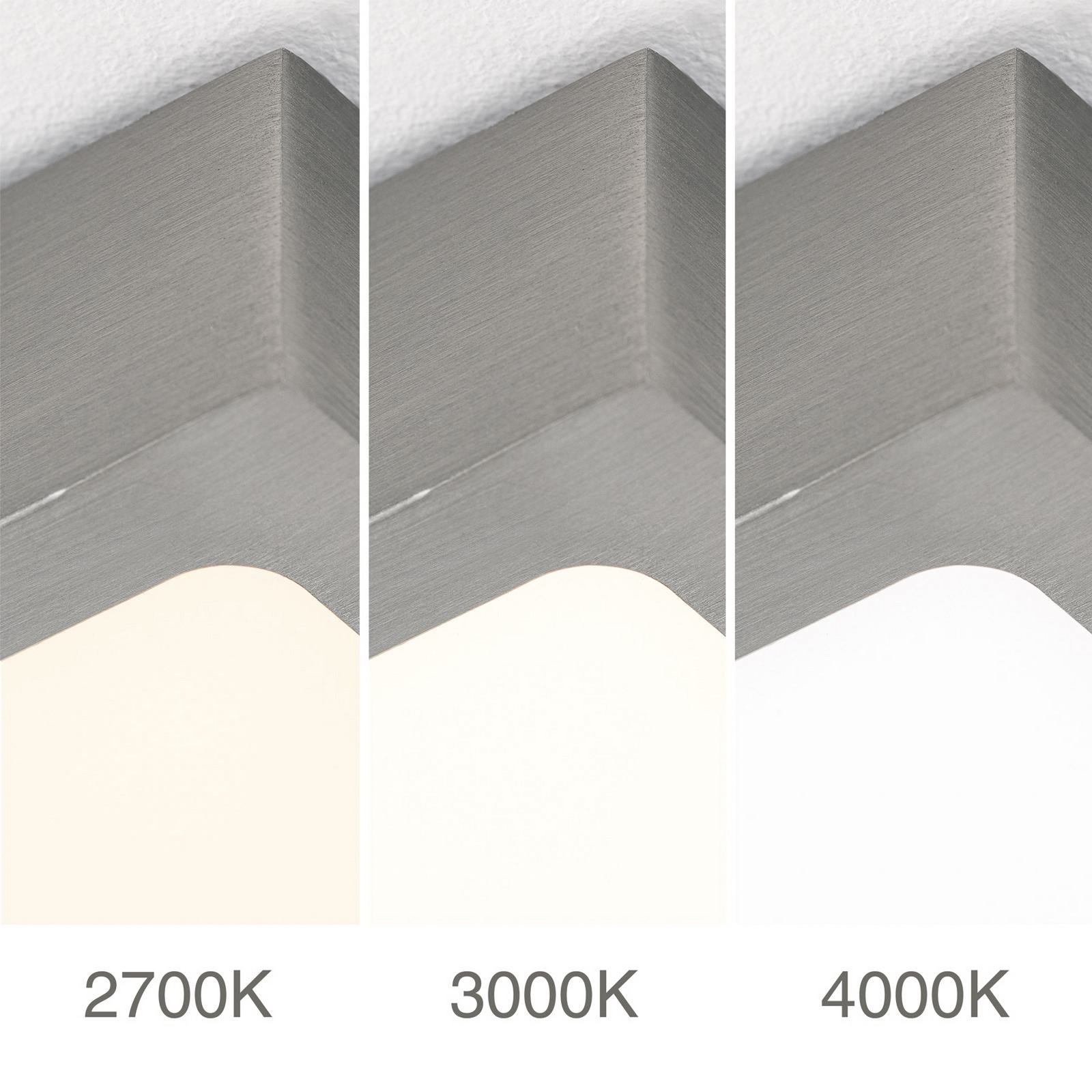 LED ceiling lamp Disc, nickel-coloured satin finish Length 24 cm CCT