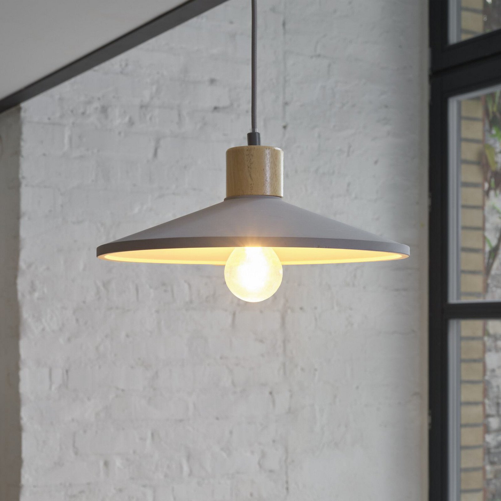 Lampa suspendată OSRAM CONCRETE WOOD gri Ø 32 cm beton E27 - Camera de zi / sufragerie - Viața tânără - gri beton lemn