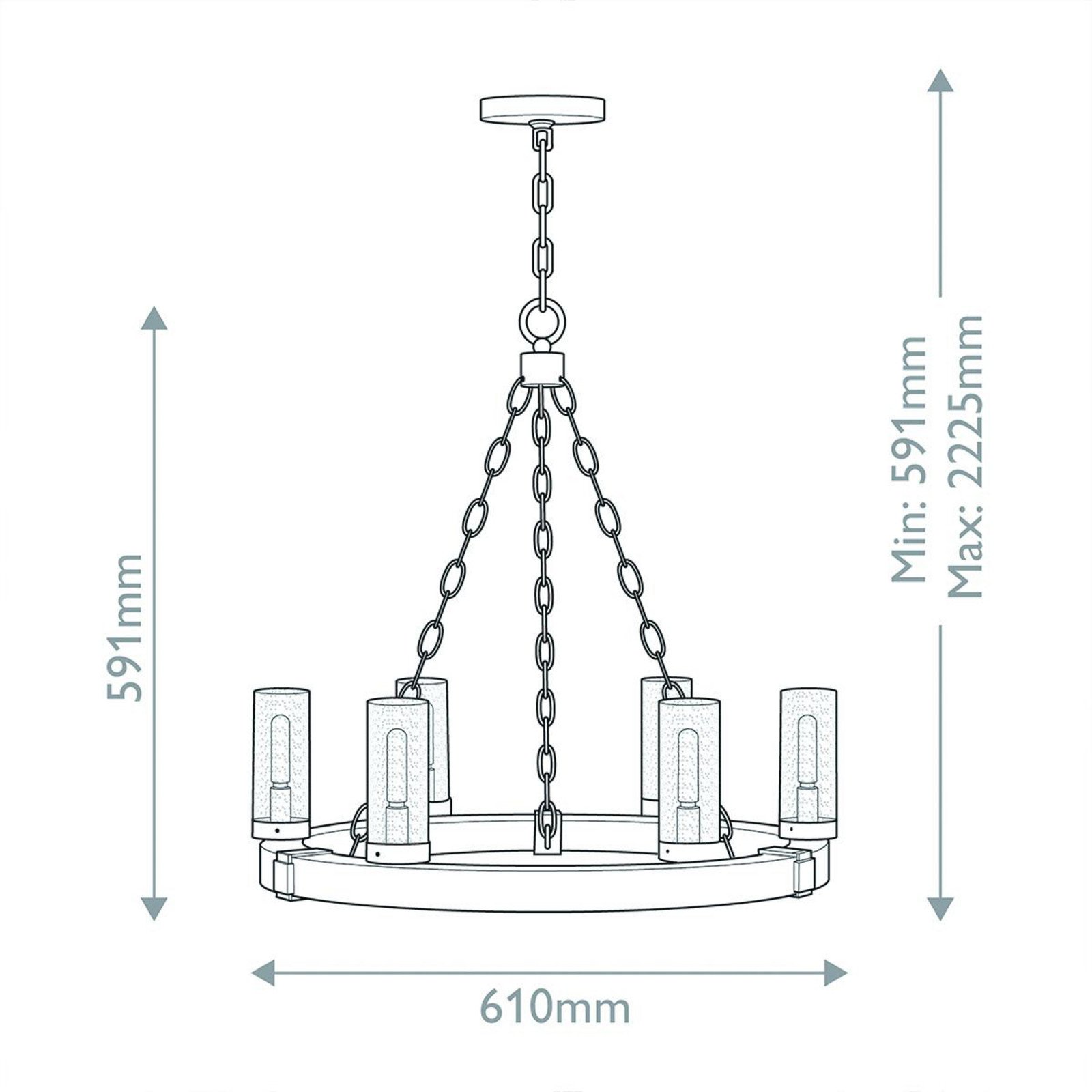 HINKLEY Candelabru Collier 5 becuri negru oțel sticlă E27 - Camera de zi / sufragerie - Antichitate - negru transparent - Metal