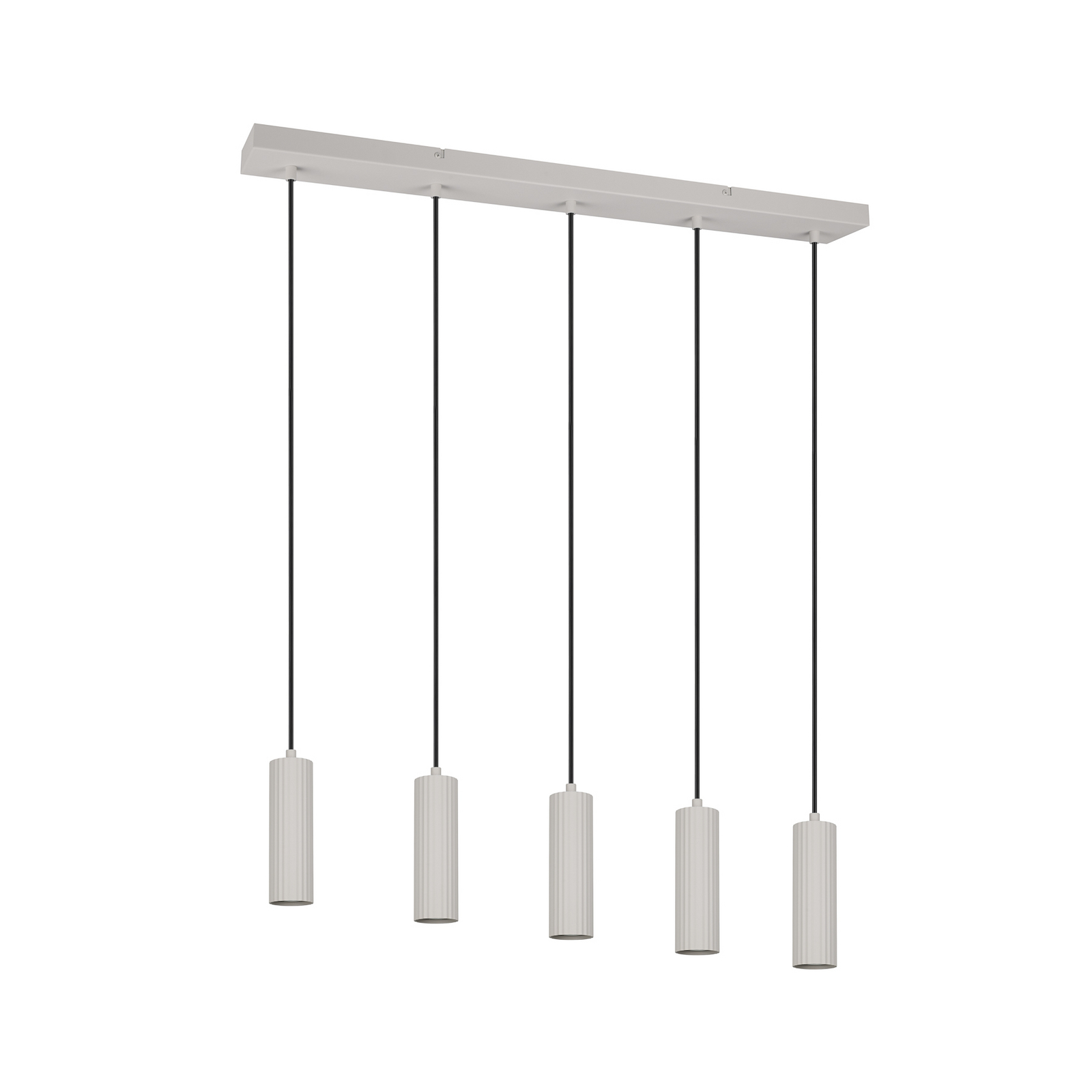 Hanglamp Soka, lichtgrijs, lengte 85 cm, metaal, 5-lamps. Hanglamp Soka, lichtgrijs, lengte 85 cm, metaal, 5-lamps.