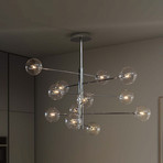 Suspension IDEAL LUX Equinoxe, chrome/transparent, à 12 lampes