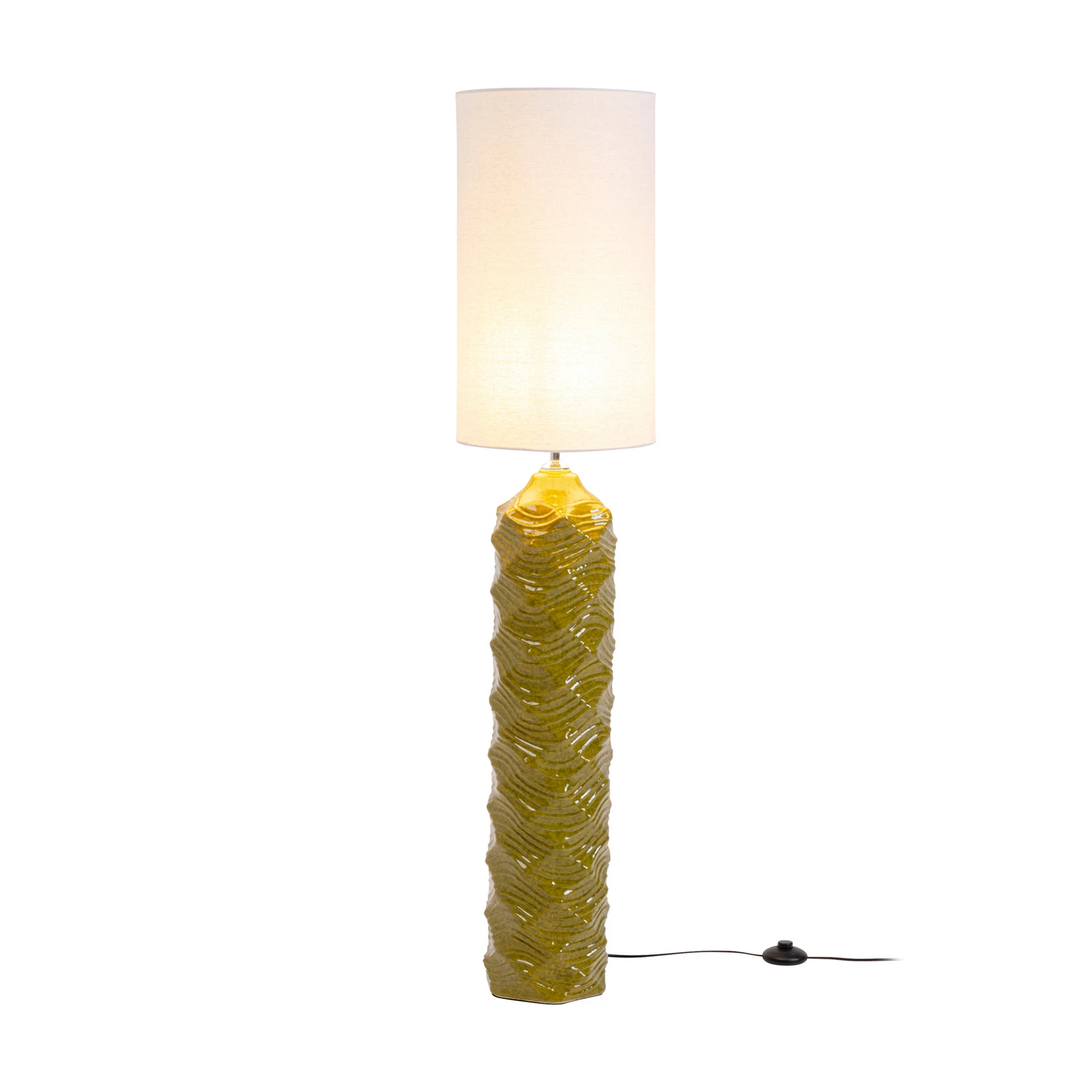 Lampe sur pied KARE Luma, verte, coton/grès, 128 cm