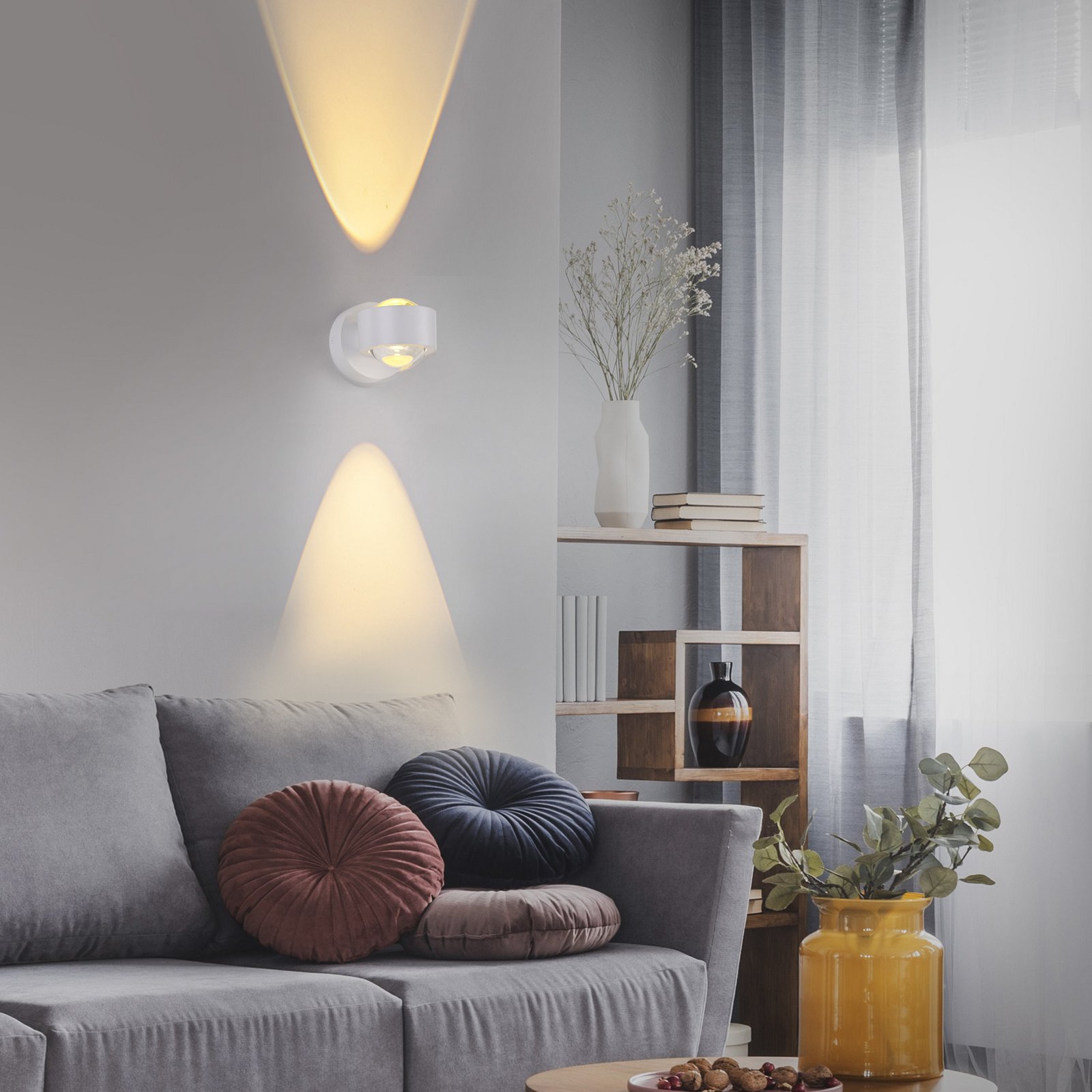 JUST LIGHT. LED wandlamp op accu Chia, wit, ijzer, 3.000 K