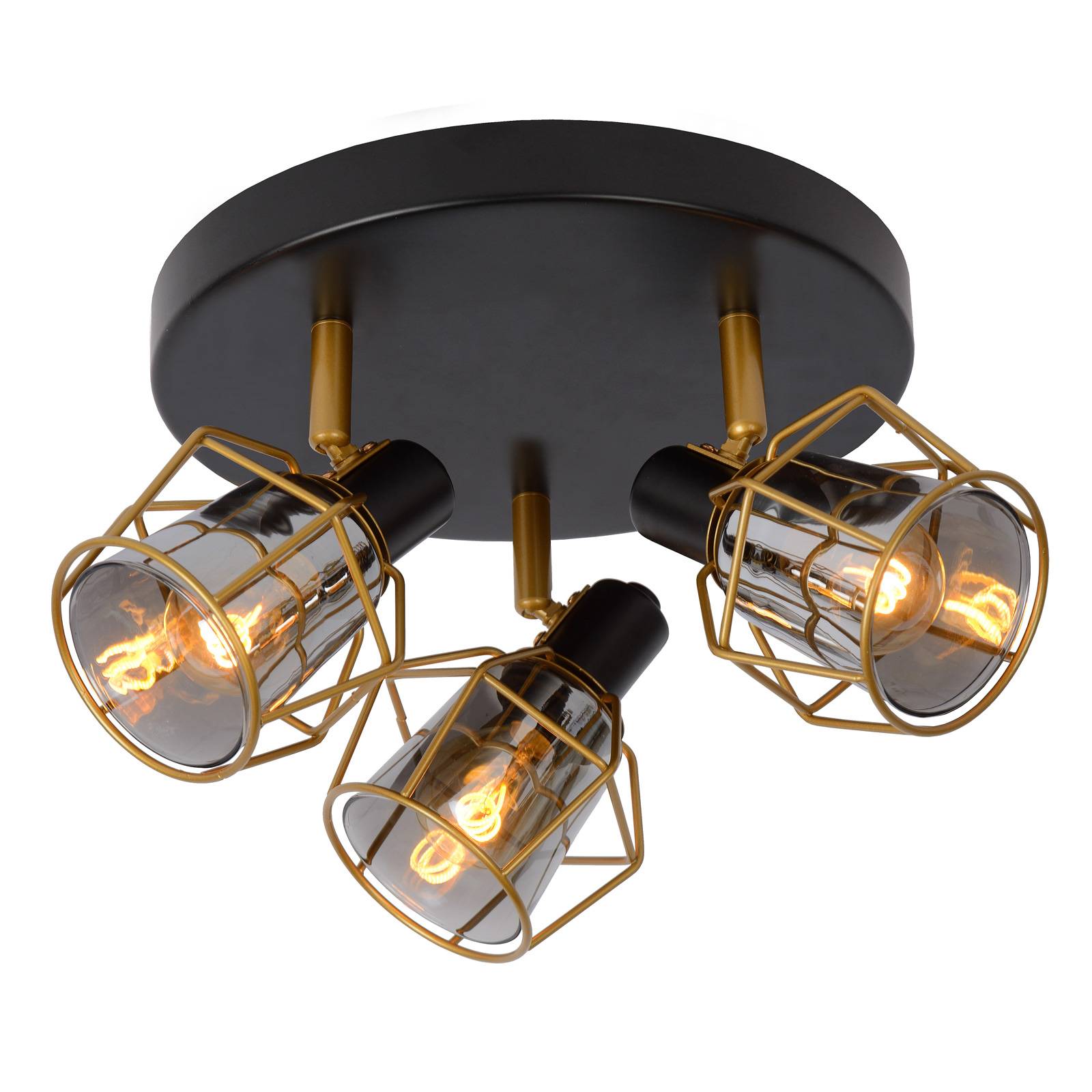 Lucide Nila ceiling spotlight, three-bulb - Living / Dining Room - Ceiling Light - dimmable - Vintage - Black