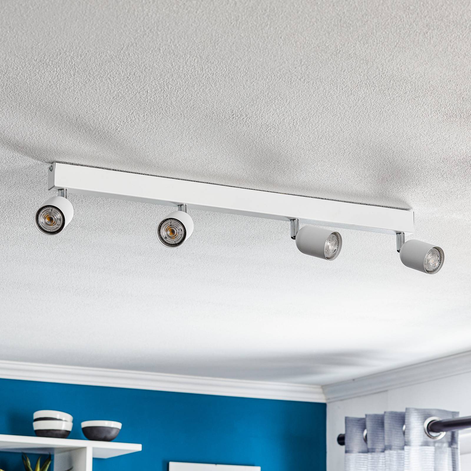 tk lighting spot pour plafond top, à 4 lampes, allongé, blanc