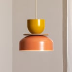 Hengelampe Uto, korall/gul, Ø 30 cm, metall