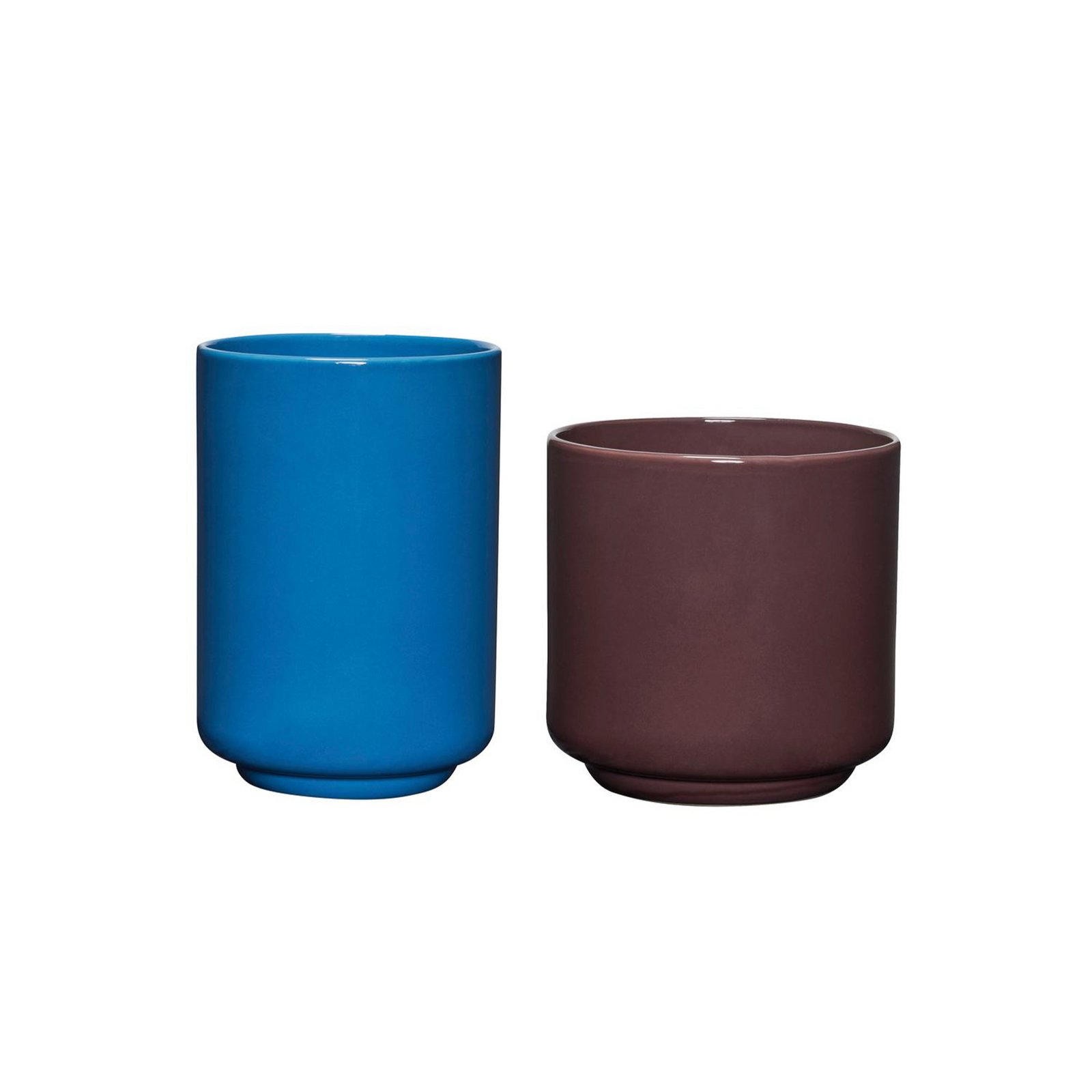 Hübsch Deux pots, rosso-marrone/blu, set di 2, polvere di pietra