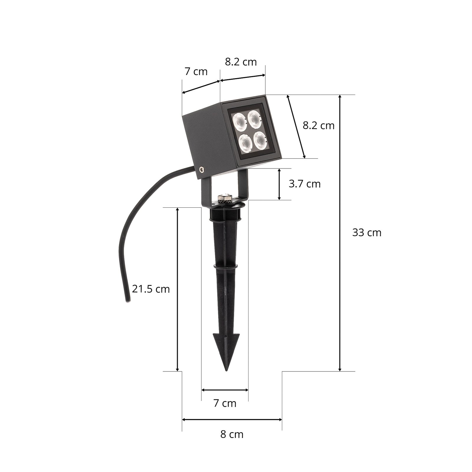 Markspettspotlight Charlie med LED för utomhusbruk, IP65