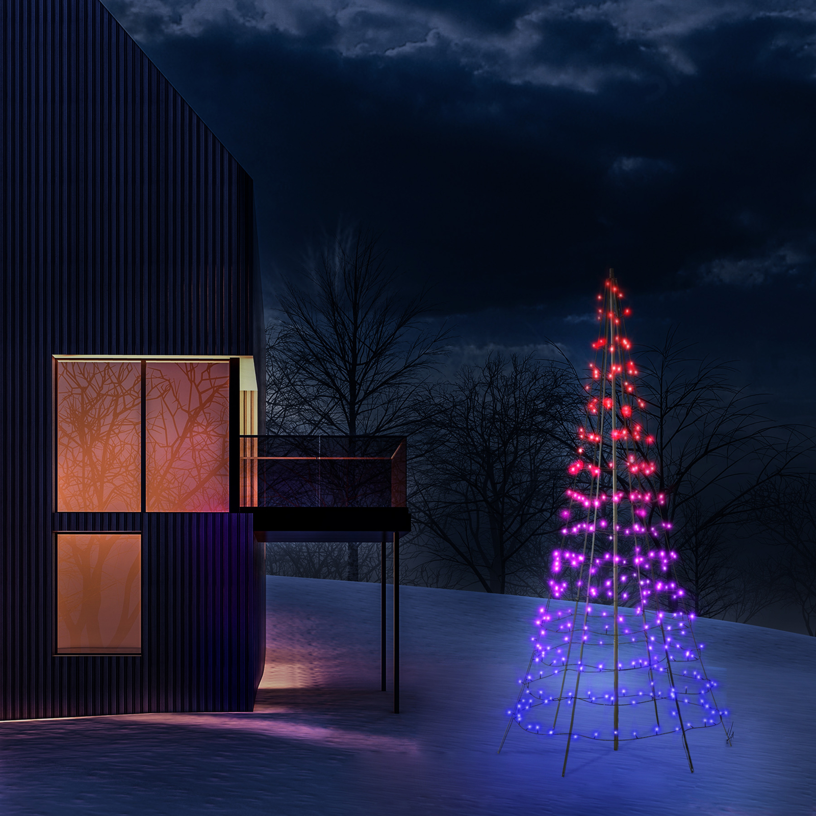 Twinkly Light Tree for outdoors RGBW, height 200cm