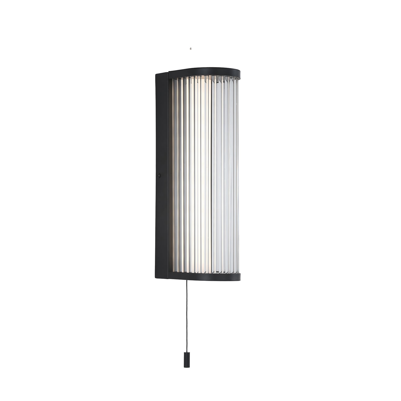 LED-Wandleuchte Rue, schwarz, IP44, Metall, Glas, 3.000 K