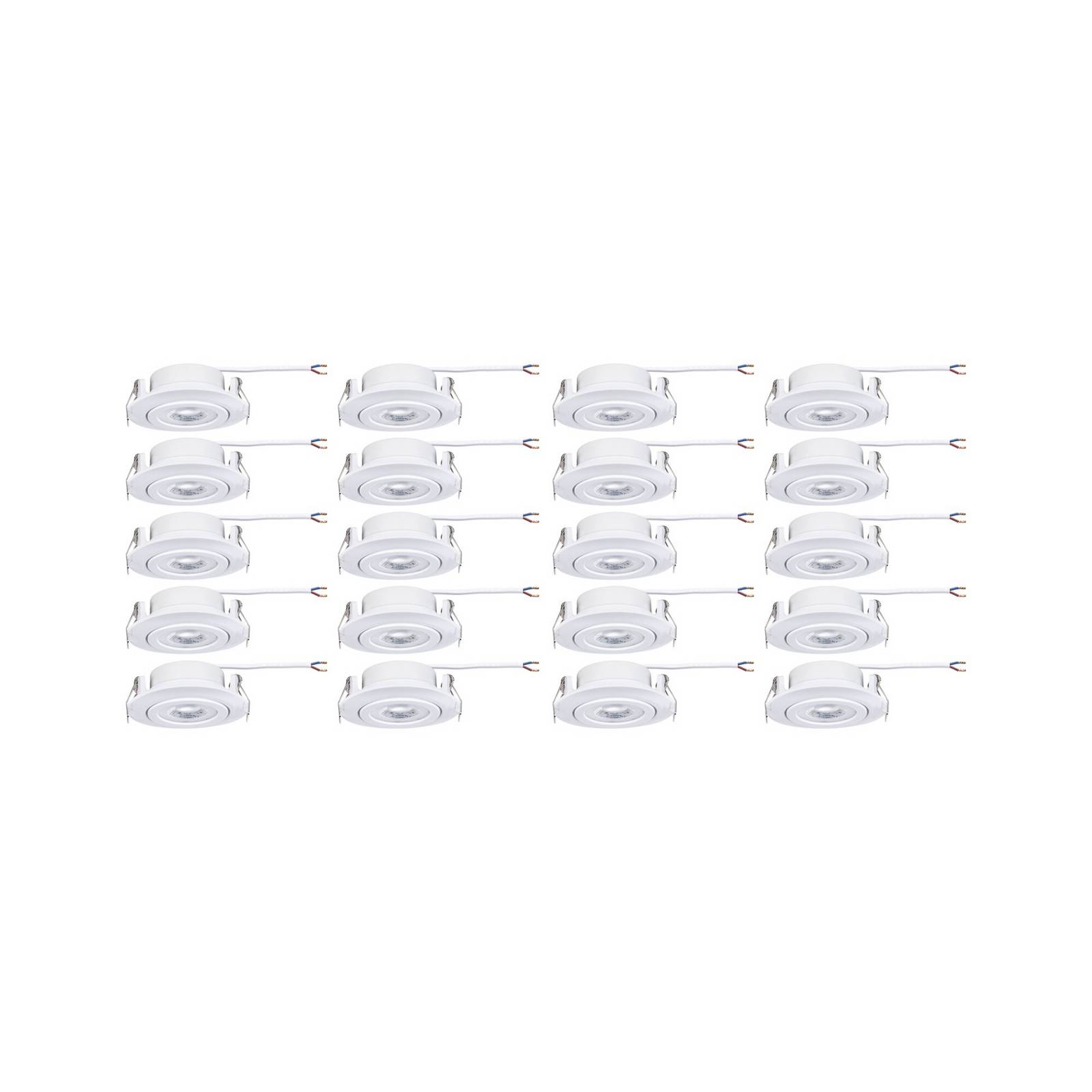 Oprawa wpuszczana LED Paulmann, biała, Ø 8 cm, 4,8 W, zestaw 20 sztuk