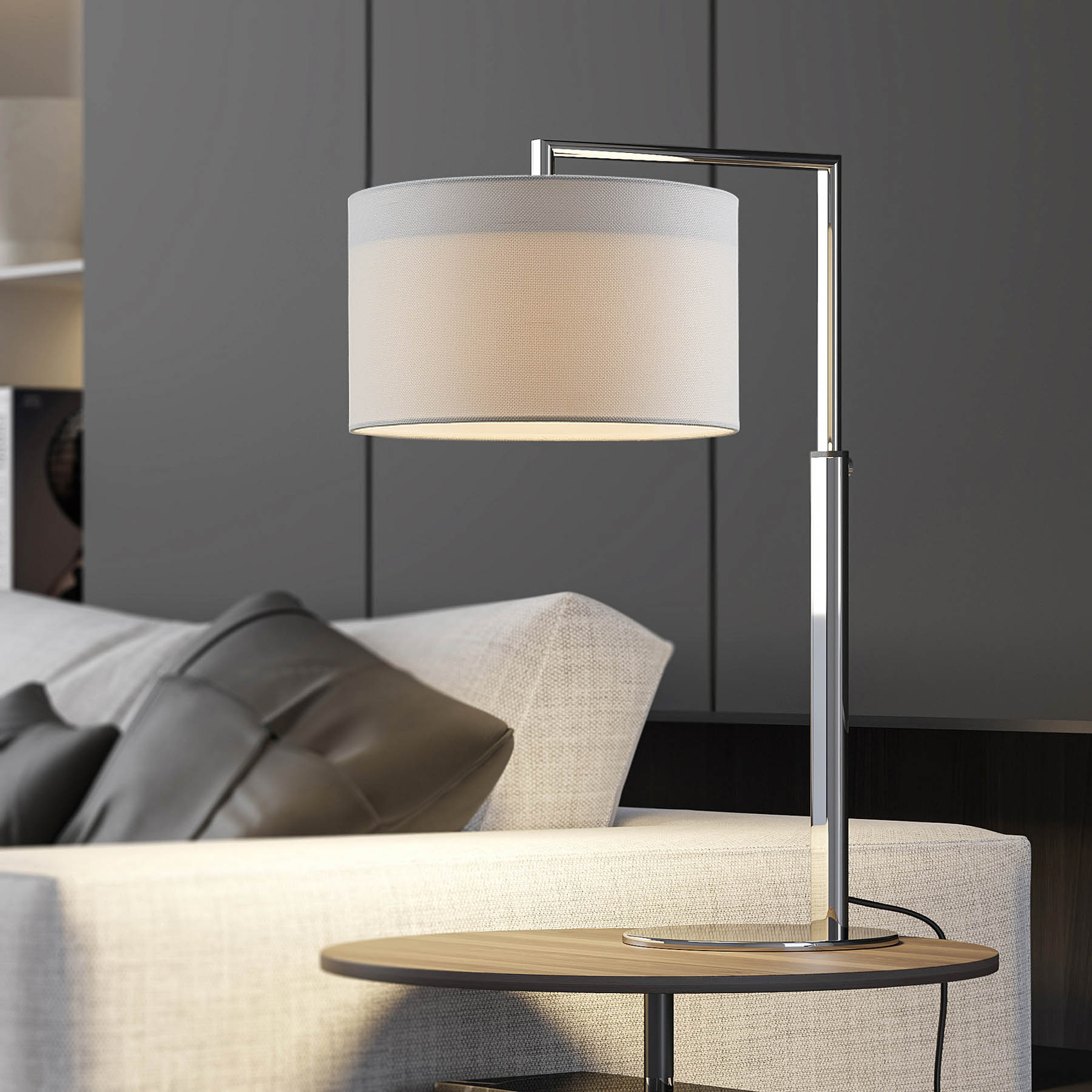 Lucande Iska bordslampa, höjdjusterbar, vit
