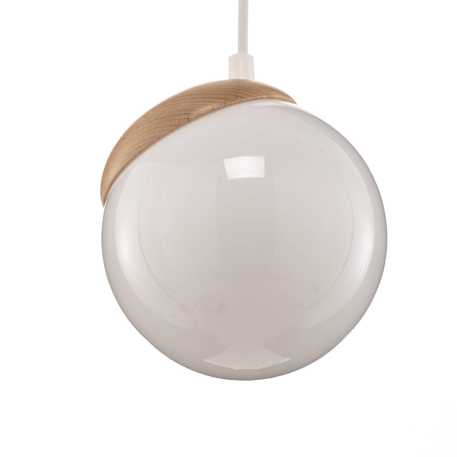 Lampa wisząca Sfera 1-punktowa szkło/drewno jasne