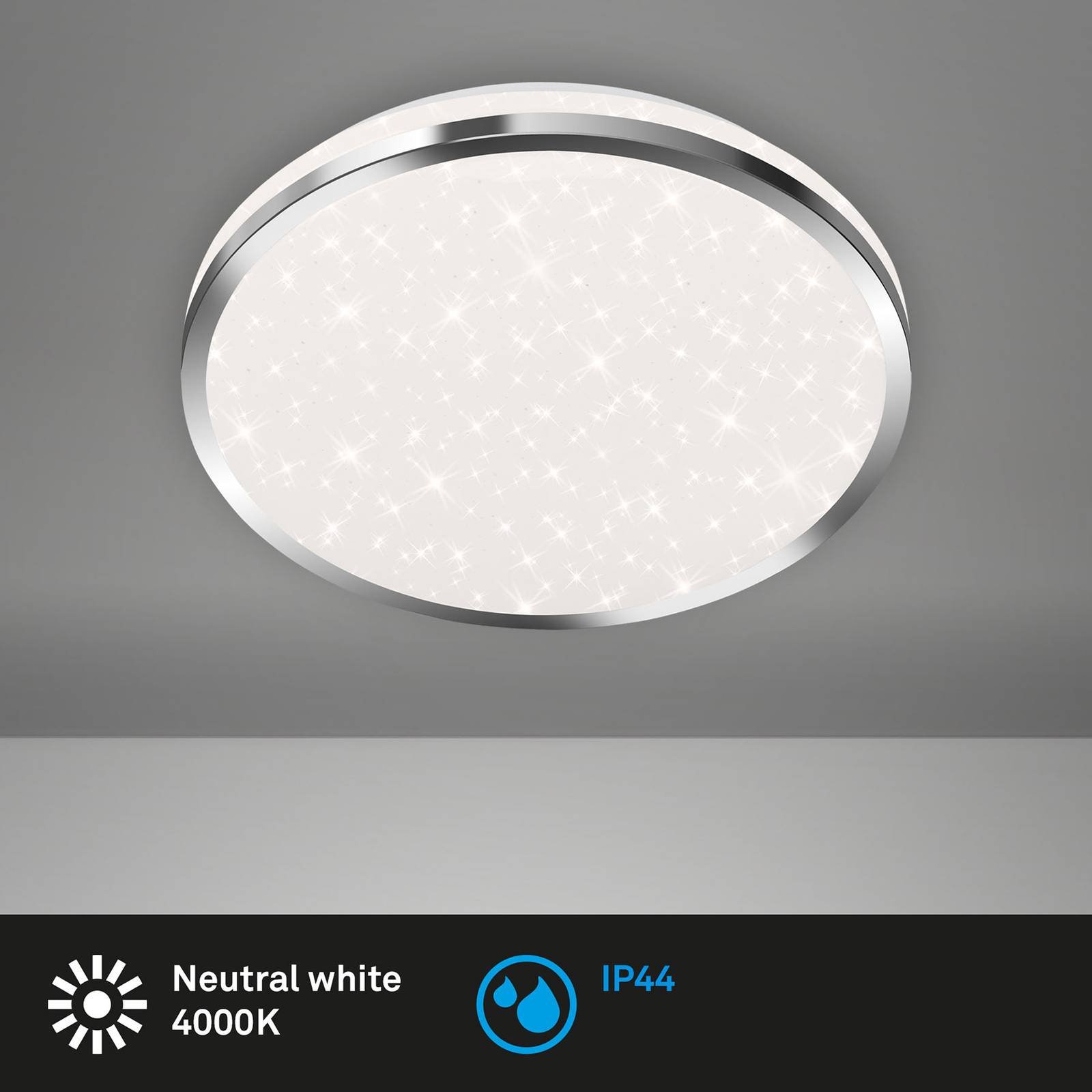 Lampa sufitowa LED Acorus, IP44, dekor gwiazdy, Ø 28 cm