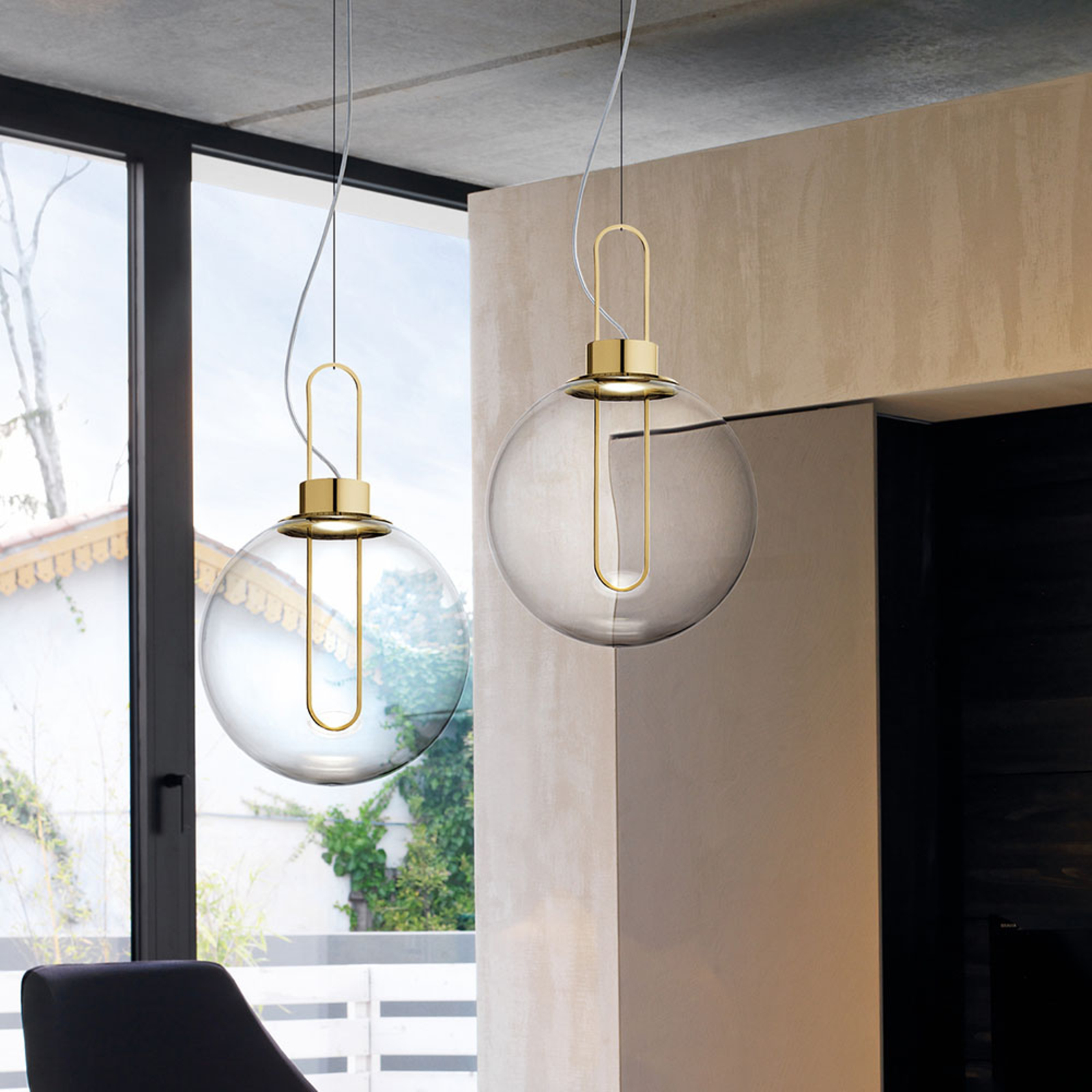 MODO LUCE Modo Luce Orb LED hanging light, brass, Ø 40 cm, for Living / Dining Room, PMMA, metal, 18 W, energy efficiency: A++, H: 63 cm