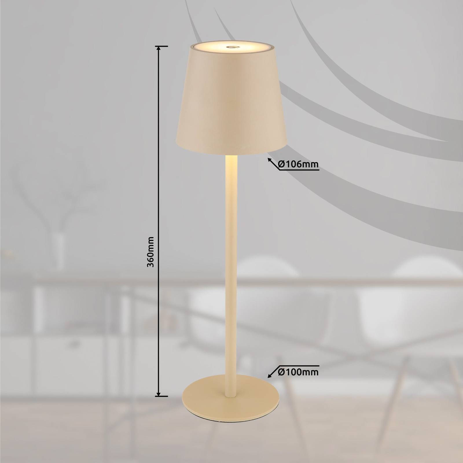 Levně LED dobíjecí stolní lampa Vannie, písková barva Výška 36 cm, CCT
