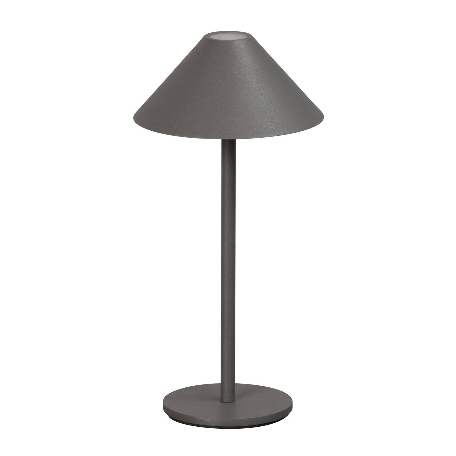 LED-Akku-Tischlampe Prato, sandgrau, Höhe 25 cm Metall, IP54