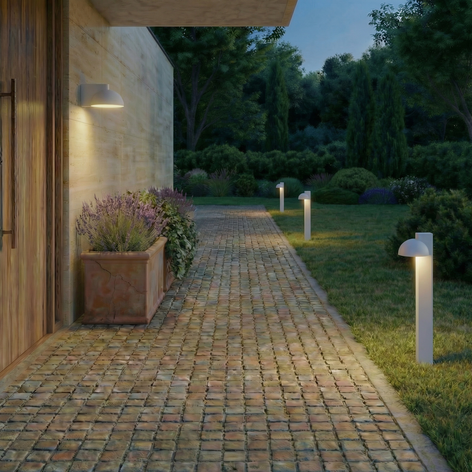 Lucande LED-utendørs vegglampe Velira, lysegrå, metall, IP54