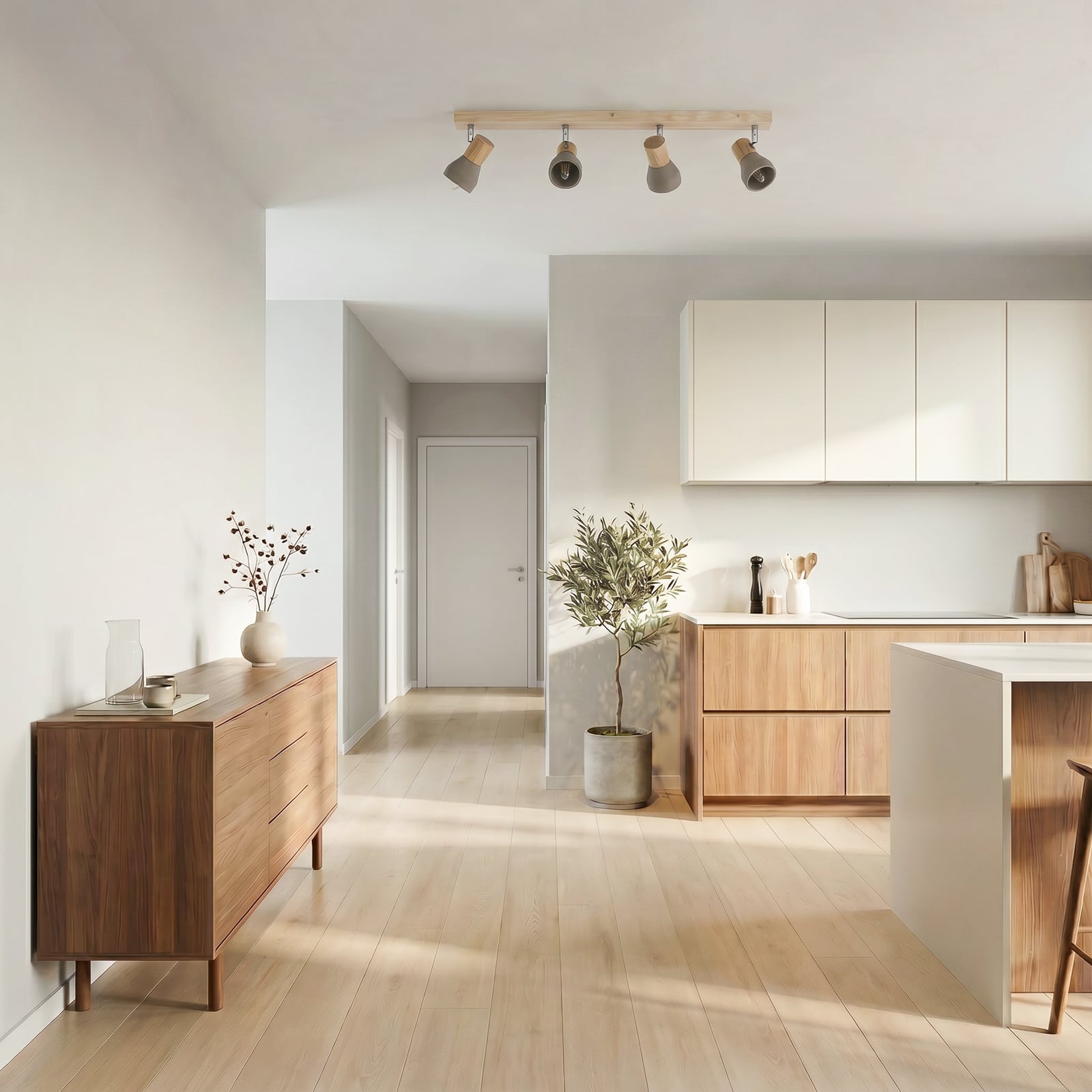 Filiz 4 Deckenleuchte Concrete/Wood - Lindby Filiz 4 Deckenleuchte Concrete/Wood - Lindby